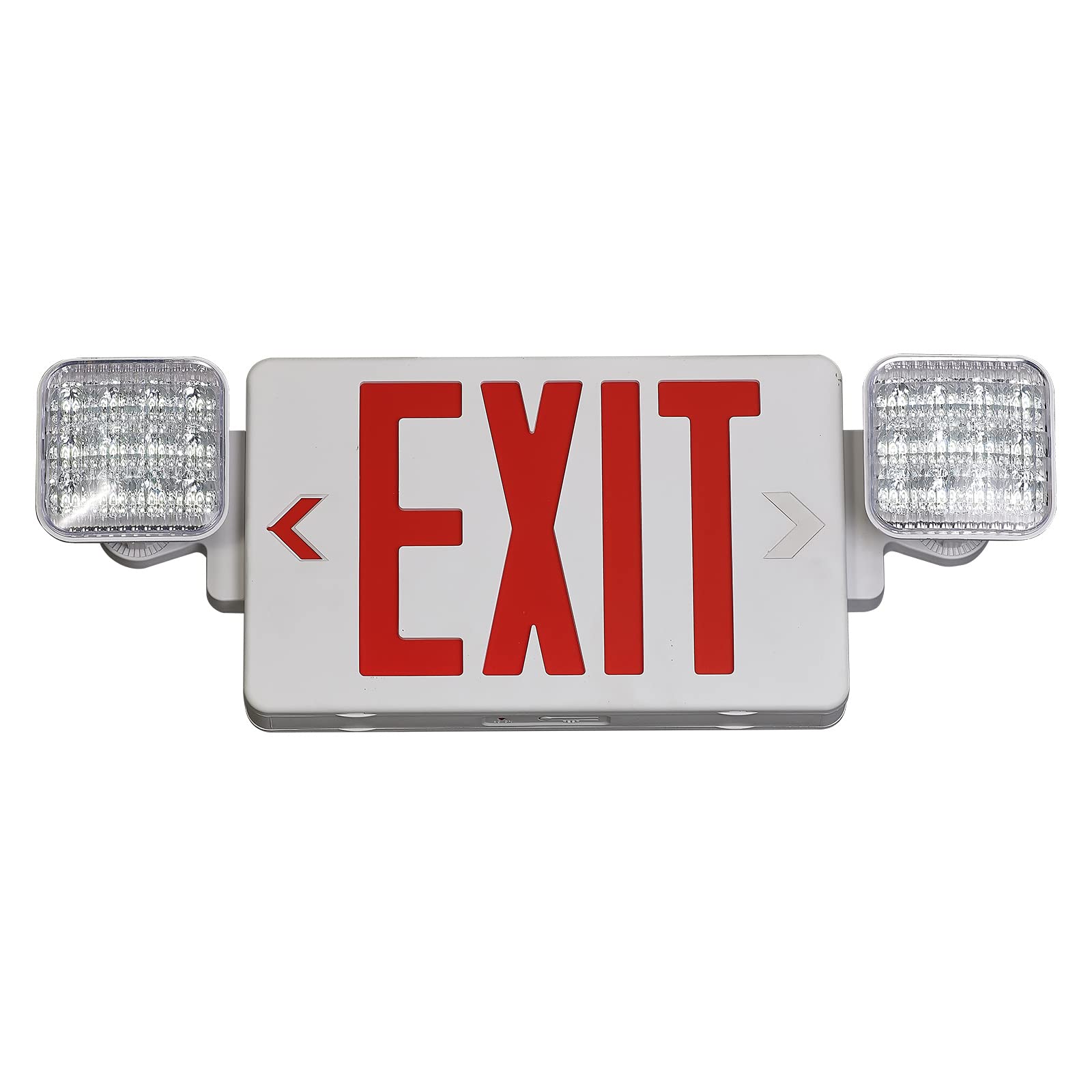 TANLUX Red Exit Sign with Emergency Lights, LED, Battery Backup, UL Listed, 1 Pack, White Housing+Red Letter, Model TL-EX327RE-1
