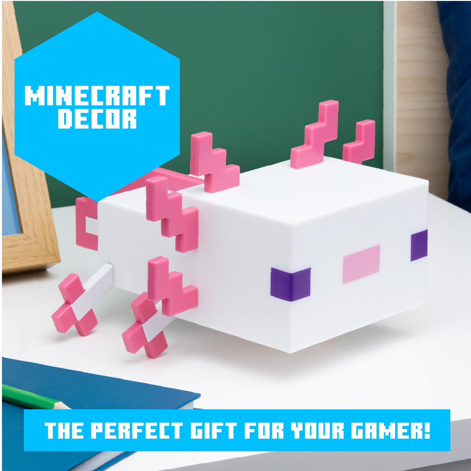 Paladone Minecraft Axolotl Light, Pink, Plastic, 5 Color Modes, Model 11743