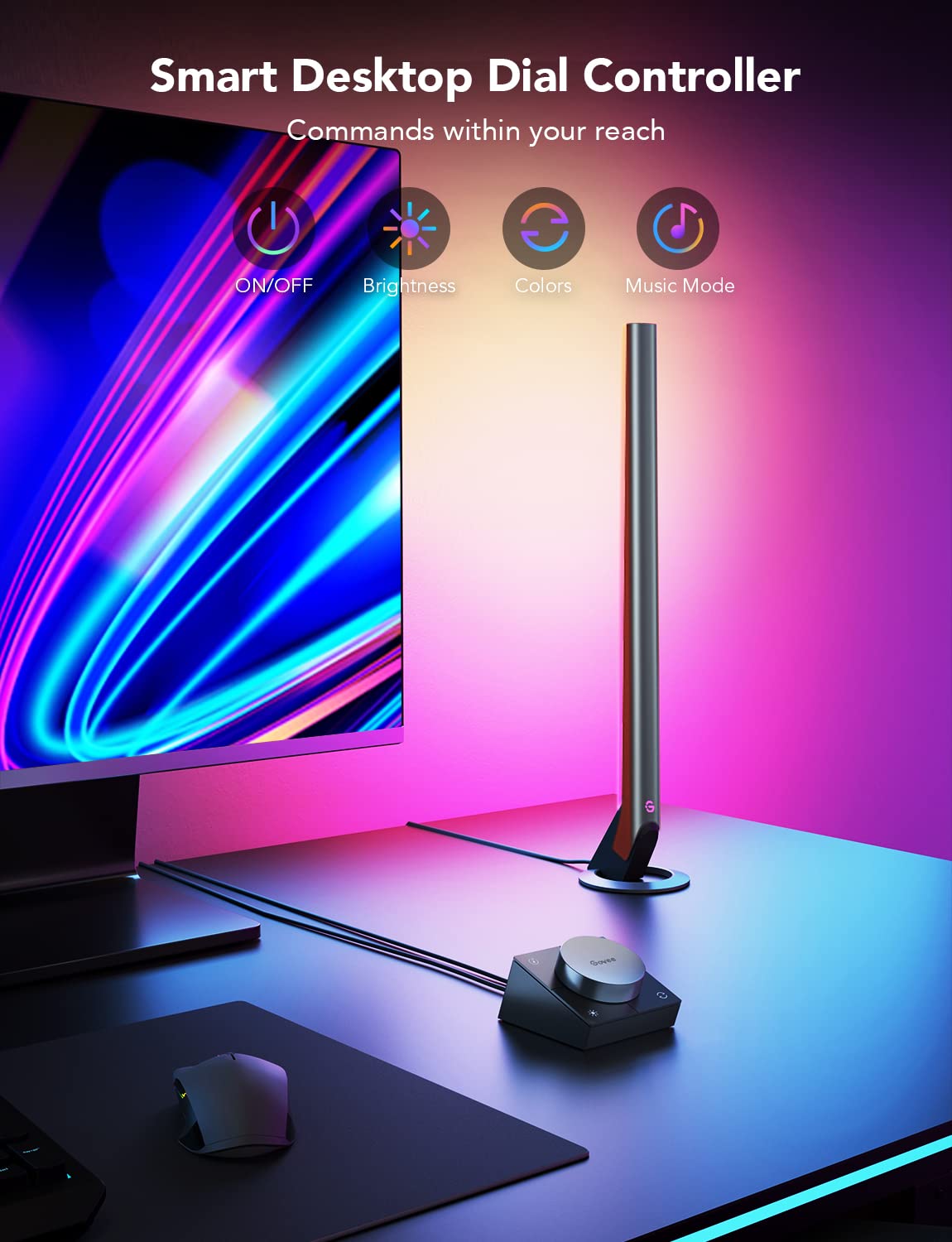 Govee H6047 RGBIC Gaming Light Bars, Wi-Fi LED with Music Modes, 16.7 in, Smart Controller, Works with Alexa & Google Assistant