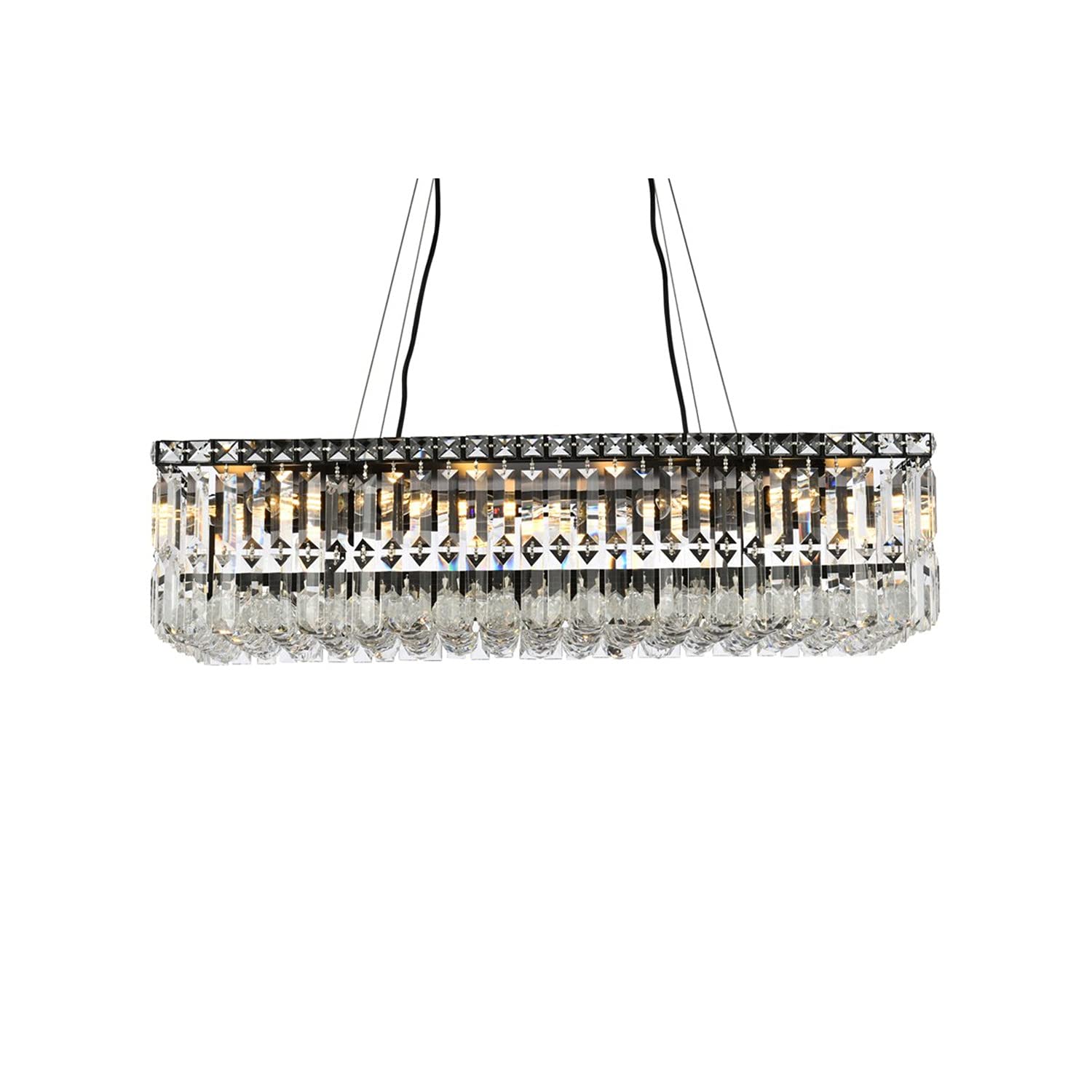 Elegant Lighting Maxime 28&quot; Black Metal & Crystal Chandelier - Modern Home Decor