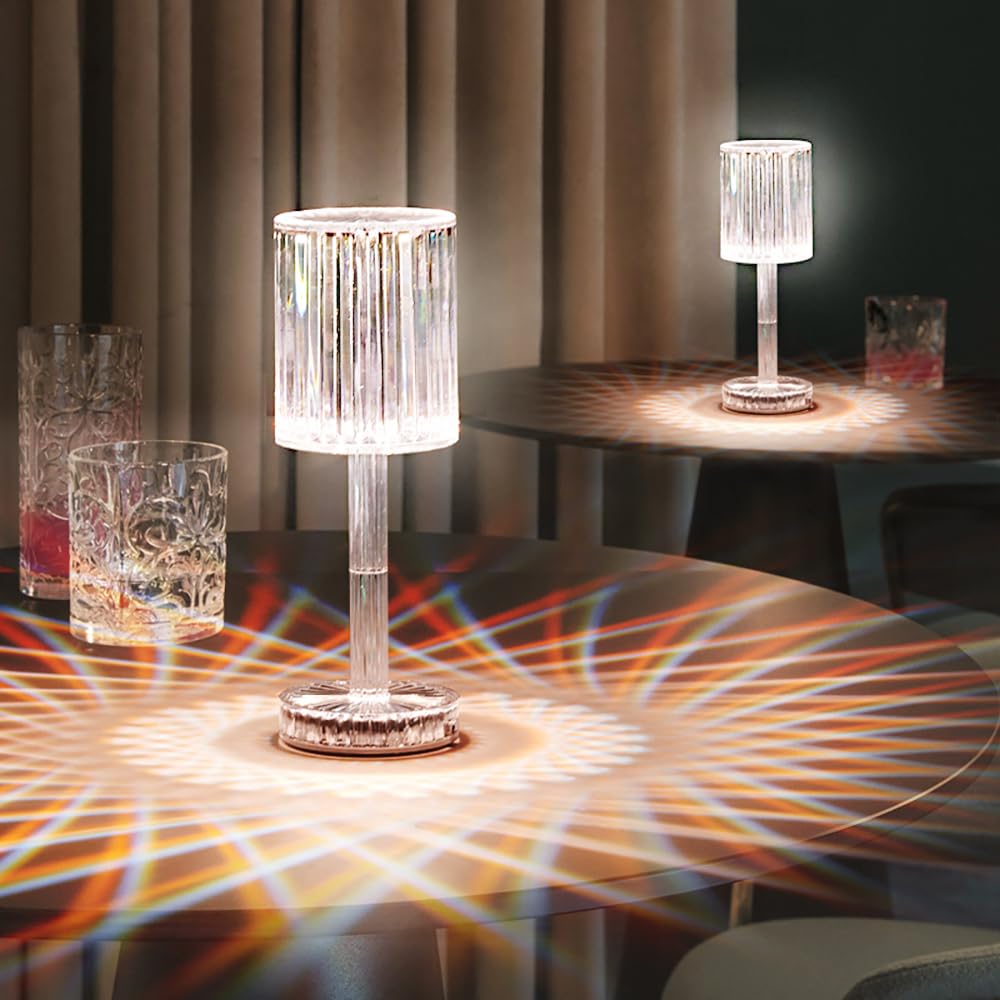 Portable Crystal Table Lamp,16 Color Touch Control Rechargeable Lamp,Crystal Bedside Lamp,Night Light,Room Decor Desk Lamp,Bedro