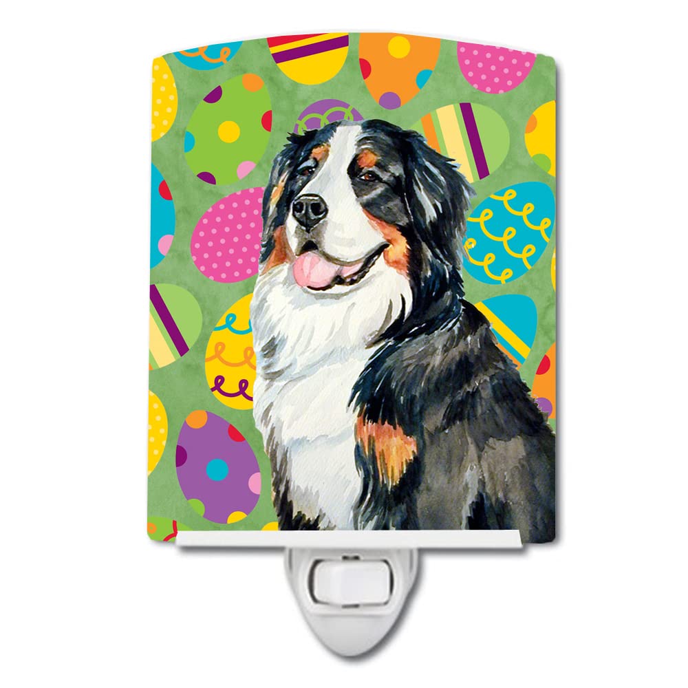 Caroline'S Treasures Lh9424Cnl Bernese Mountain Dog Easter Eggtravaganza Ceramic Night Light Compact, Ul-Certified, Ideal For Bedroom, Bathroom, Nursery, Hallway, Kitchen, 6X4X3, Multicolor