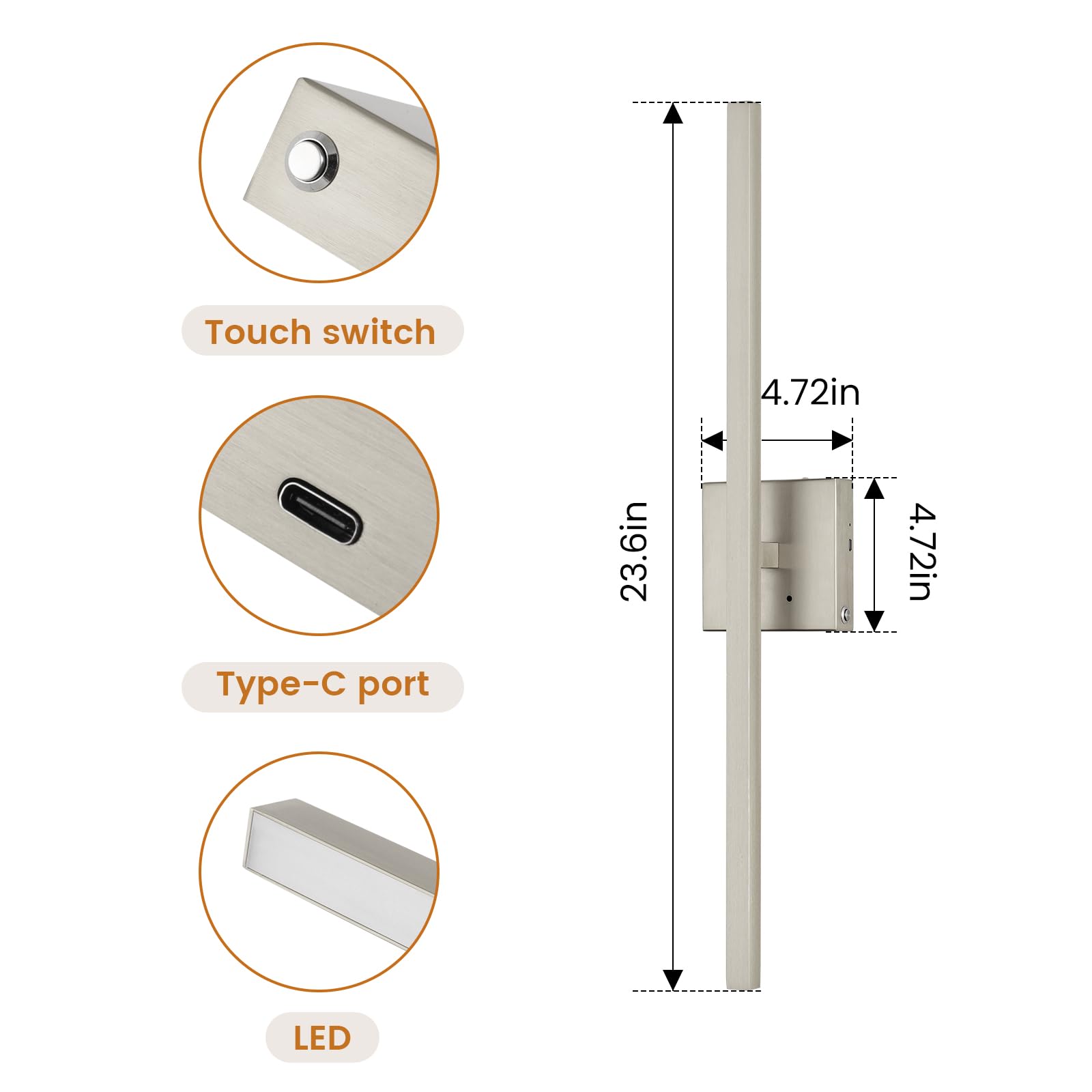 Battery Operated Wall Sconce Set Of 2, Wireless Rechargeable Wall Sconces With Remote Control, 3000K/4500K/6000K Dimmable Modern