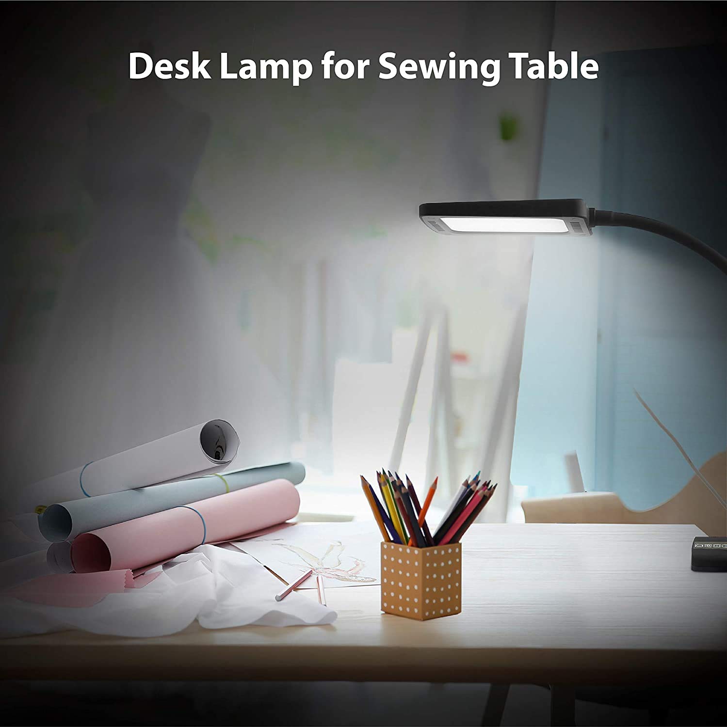 TROND Desk Lamp with Versatility Clamp, 1000LM Clip on Light, 5 Color Modes 5 Brightness Levels, Gooseneck Touch Control with US