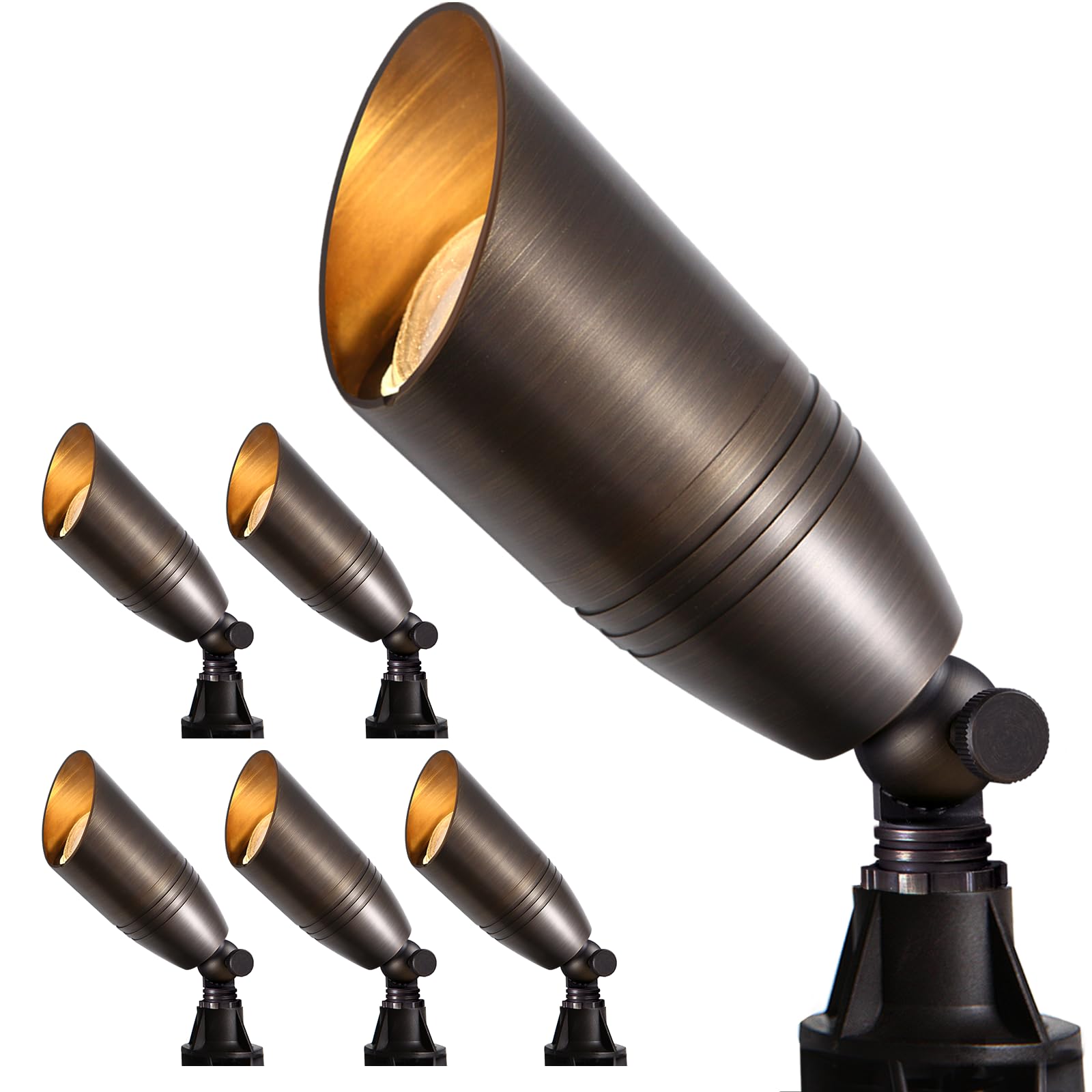 Gardencoin Solid Brass Landscape Spotlights, Heavy Duty 12V Outdoor LED Low Voltage Landscape Lighting, Bronze Yard Directional 
