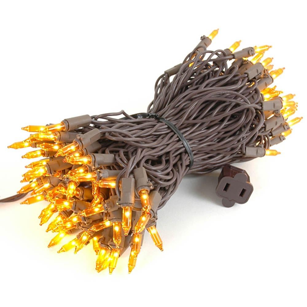 Novelty Lights 50FT 100 Light Halloween Lights, Brown Cord, UL Listed, Indoor/Outdoor, Copper, Model MRD-25B-4, Orange