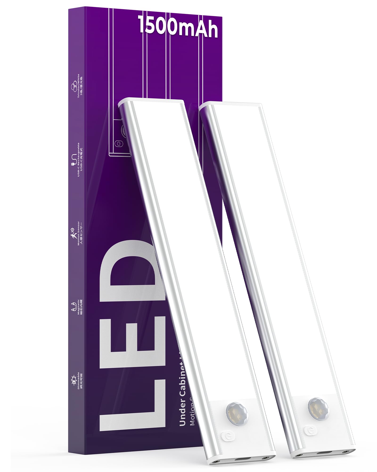 Under Cabinet Lights Motion Sensor Light Indoor 1500mAh Rechargeable LED Closet Lights Battery Operated Under Counter Lights for