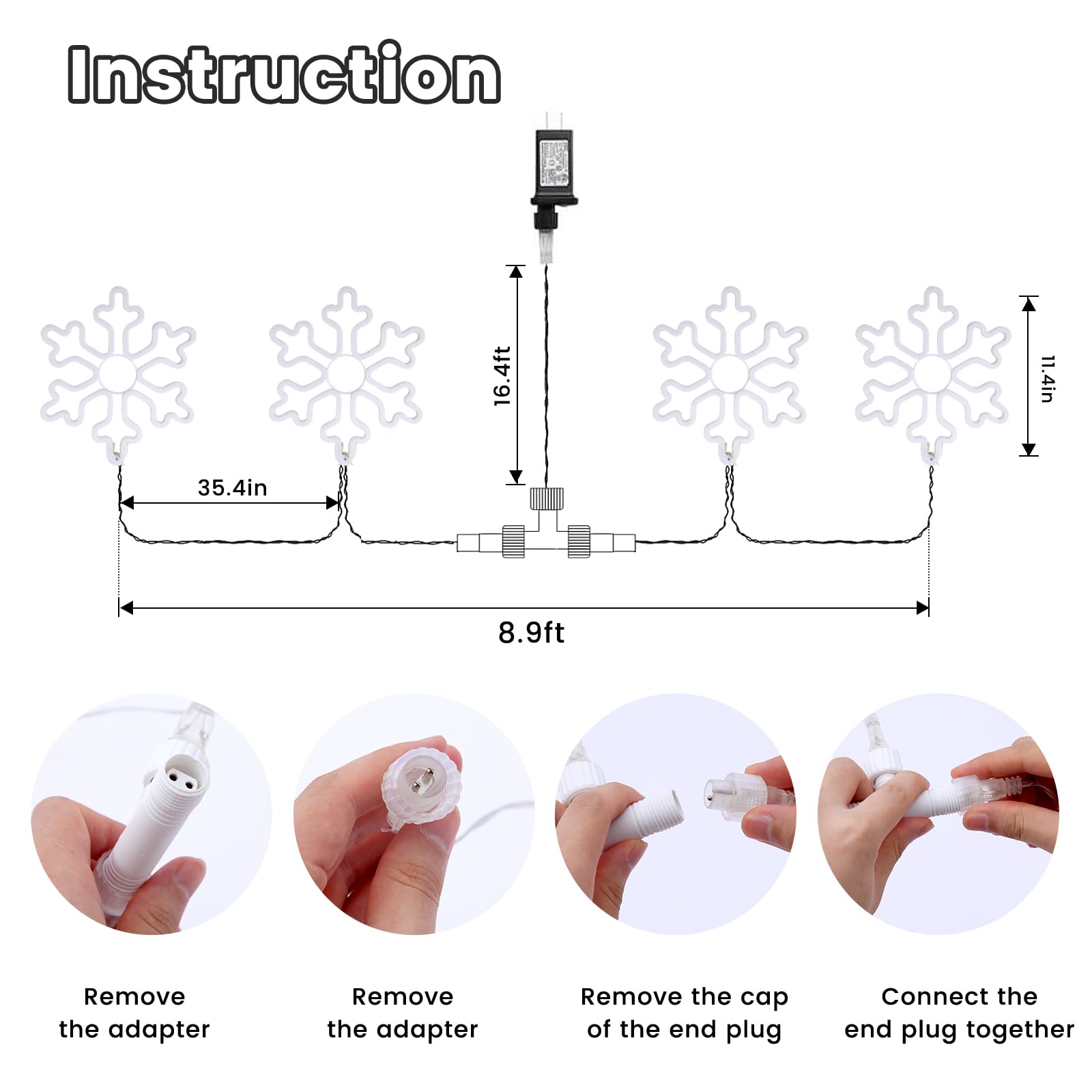 4Pcs Led Snowflake Lights, Christmas Decorations Outdoor Lights,11.4   Snowflake Christmas Decorations With 8 Memory Lighting Mo