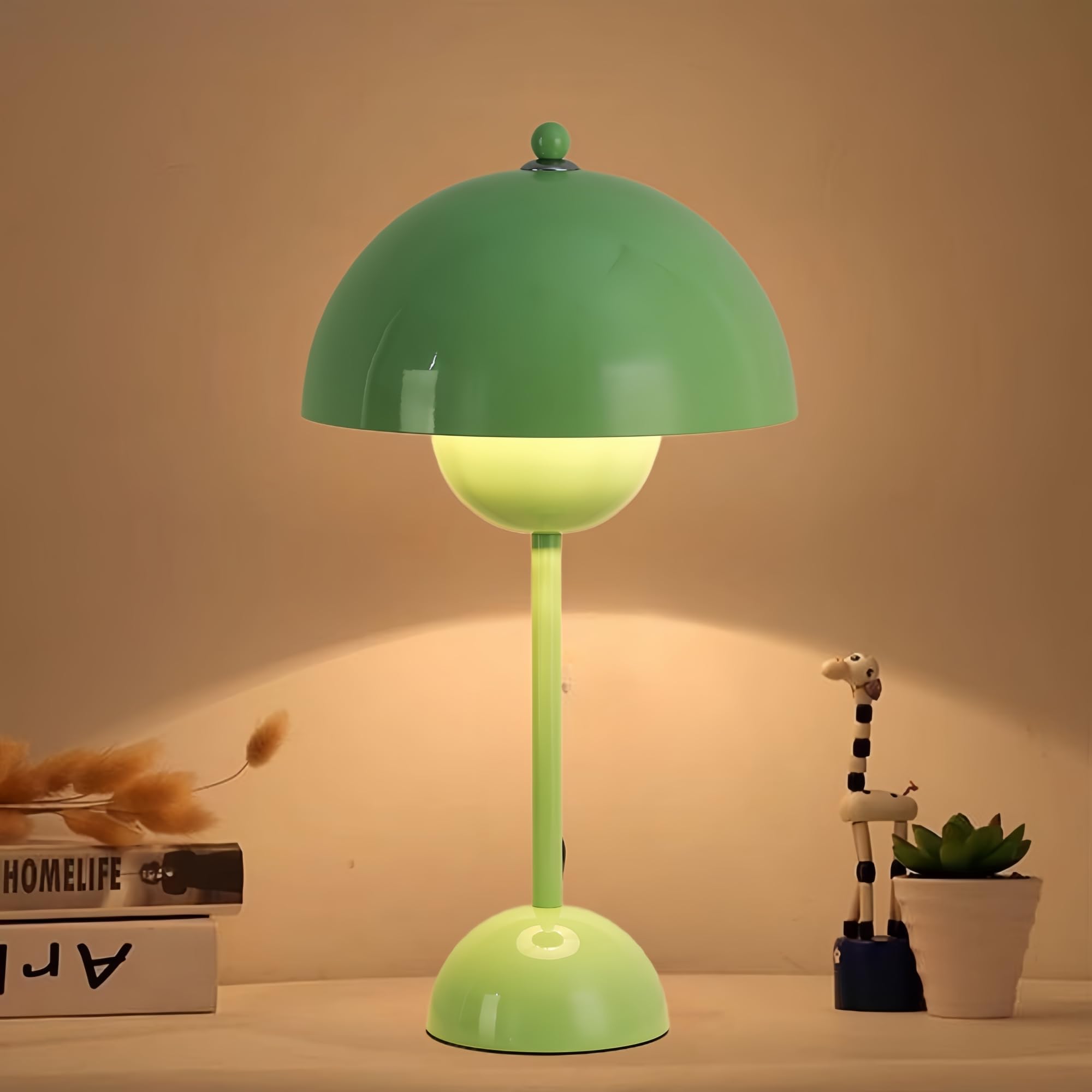 COSYLUX Small Table Lamp for Bedroom, Dome Shade, Pastel Green, Ideal for Living Room, Kids Room, Study, Office, Nightstand