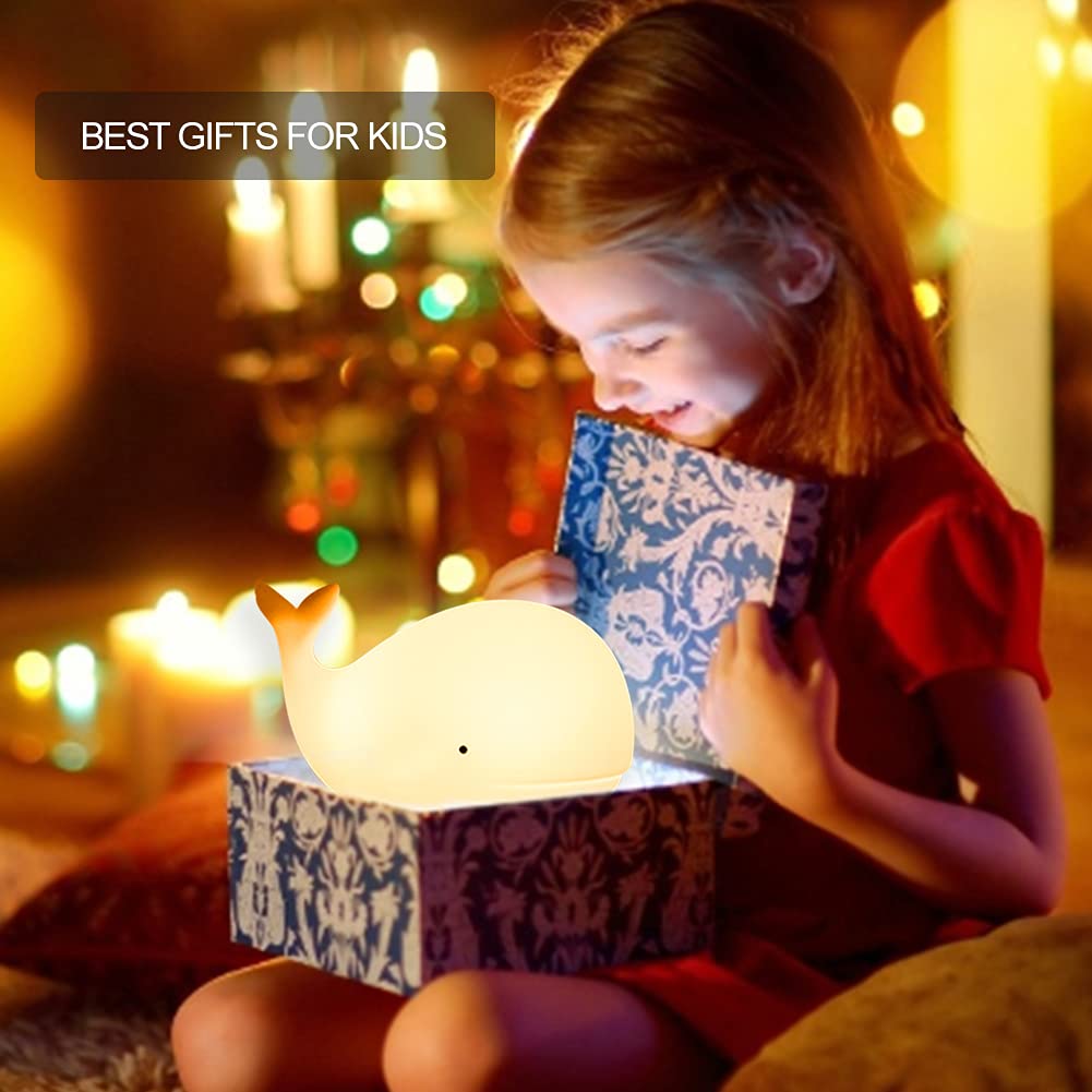 Zklili Children'S Night Light Cute Whale Light, 16 Colors+Touchable+Silicone Children'S Night Light, Usb Rechargeable Whale Nigh