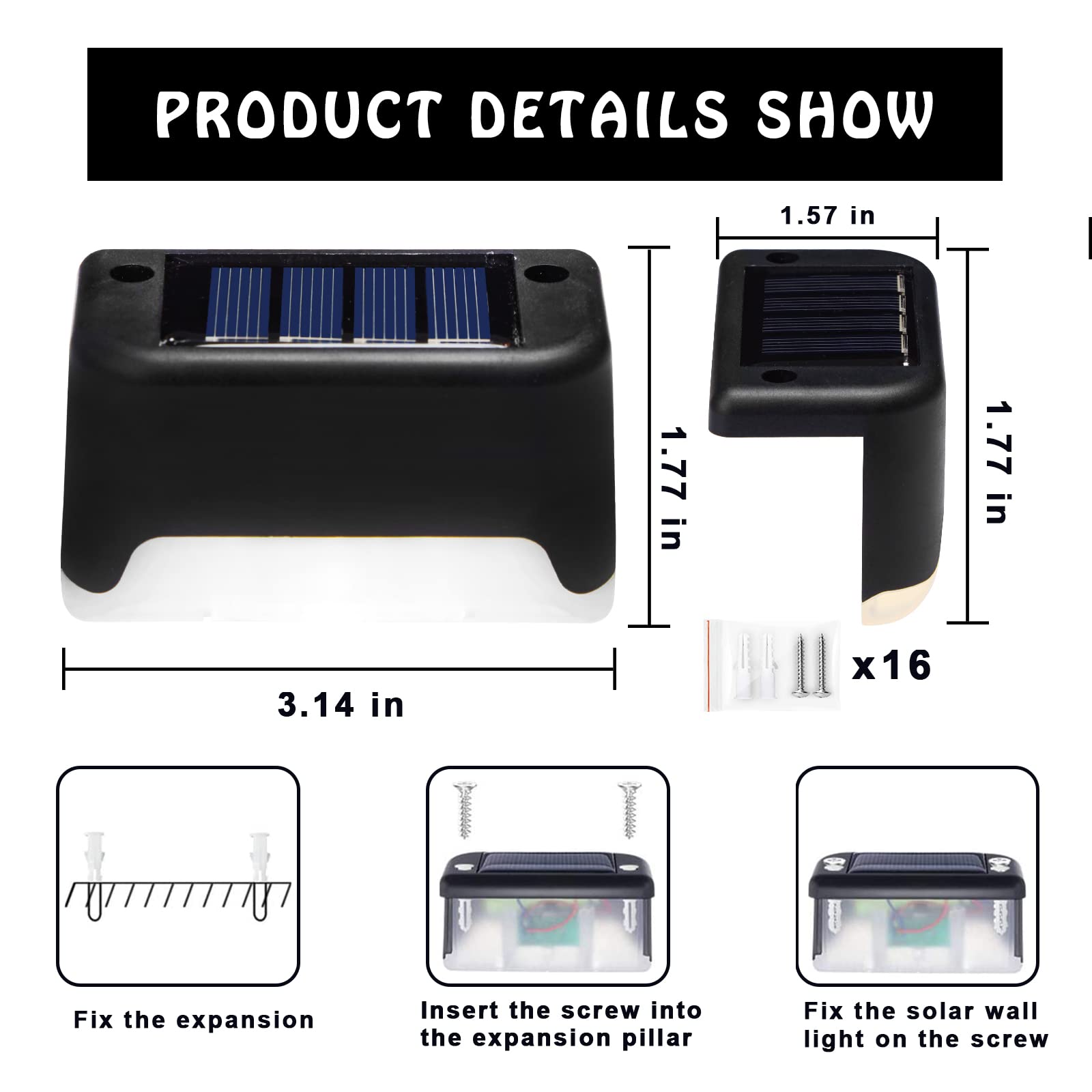 K.E.J. 16Pcs Color Changing Solar Deck Lights - Waterproof Led Step Lights For Outdoor Decor