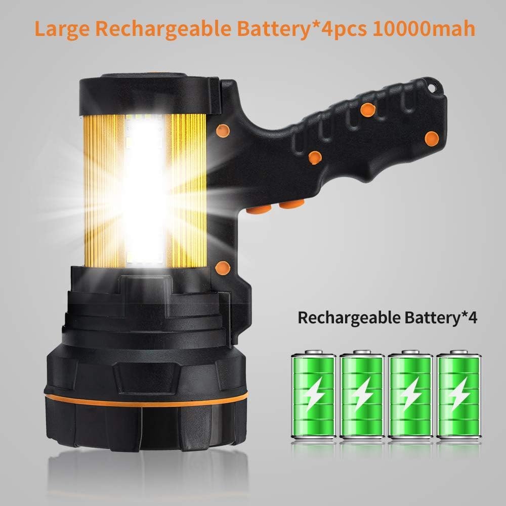 Geprosma Super Bright Handheld Spotlight Flashlight Led High 6000 Lumens Rechargeable, Most Powerful Spot Lights Hand Held Large