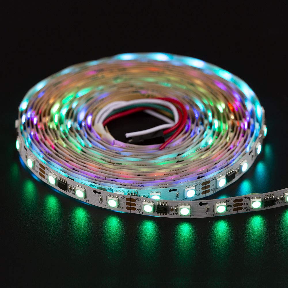 Btf-Lighting Ws2811 Ic=Rgb+Ic Addressable Dream Color Led Strip 16.4Ft 60Leds/M 20Pixels/M Non-Waterproof White Pcb Flexible Dc1