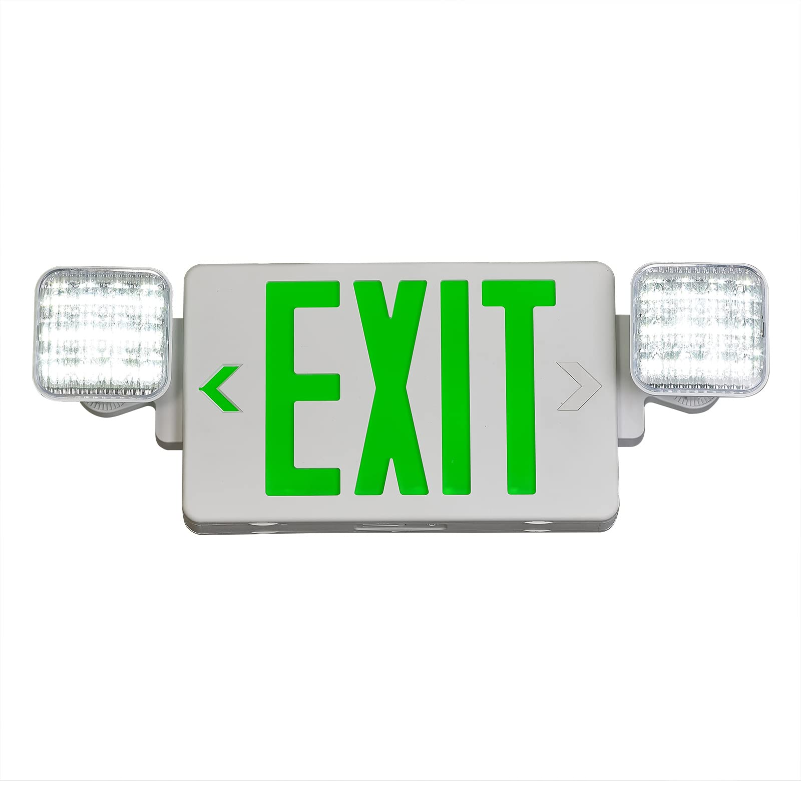 Tanlux Green Exit Sign With Emergency Lights, Led Emergency Exit Light With Battery Backup, Ul Listed, Ac 120/277V, Commercial E