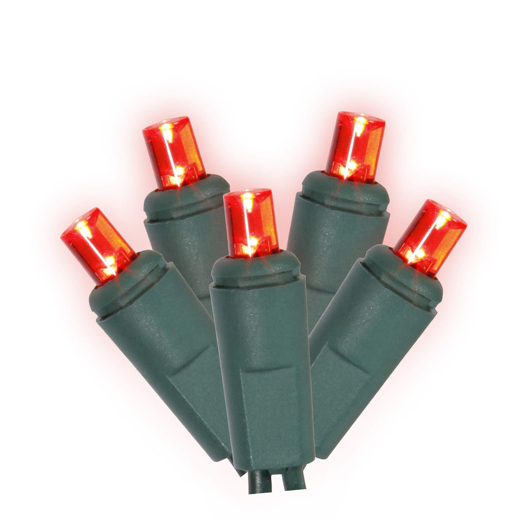 Vickerman 200 Red Wide Angle LED Light on Green Wire, 100' Christmas Single Mold Light Strand