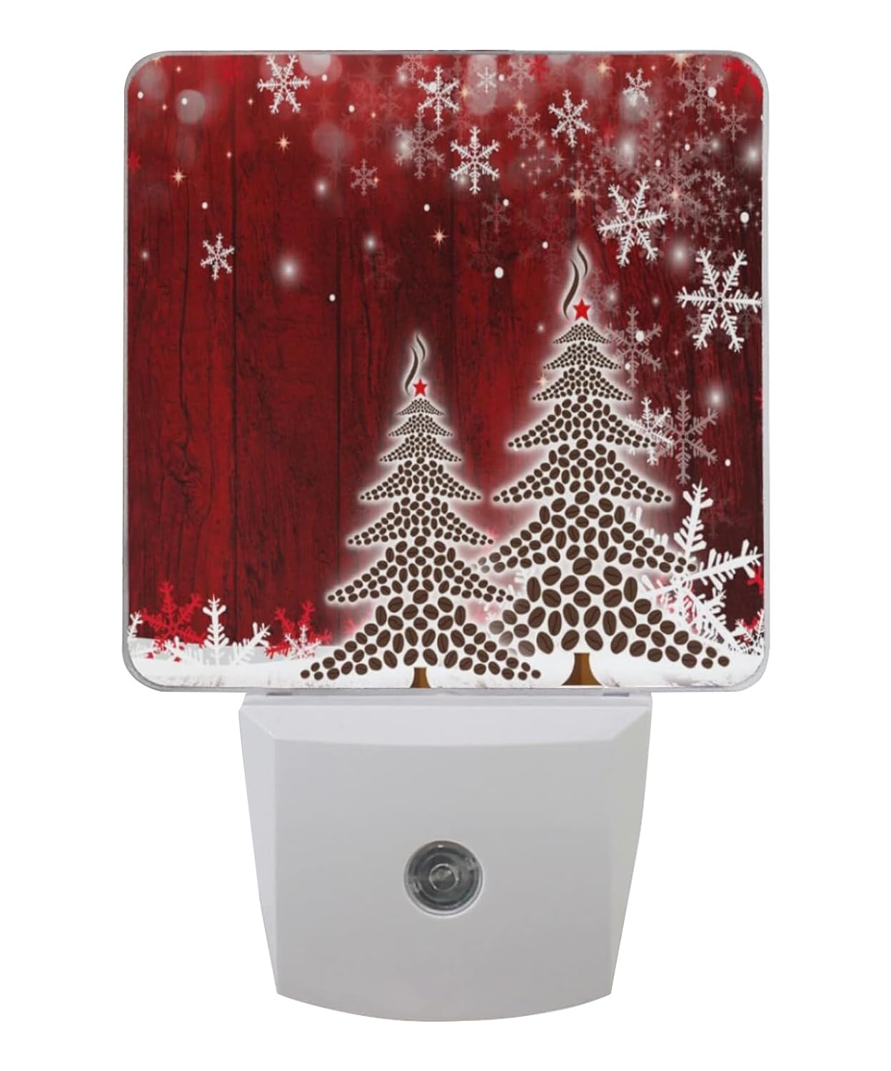 Christmas Tree Plug-in Night Light,Poinsettia Winter Snowflakes Auto Dusk to Dawn Sensor Nightlights Plug into Wall,Energy Effic