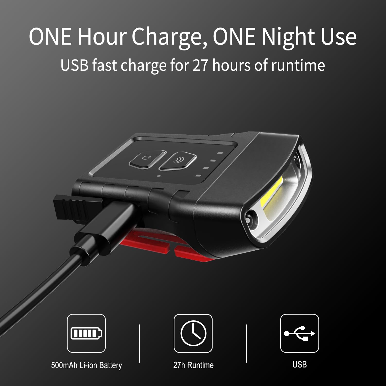 Klarus HC3 Rechargeable Motion Sensor Cap Light - 100 Lumens COB LED - Black Red - Ideal for Fishing, Running, Camping, Reading