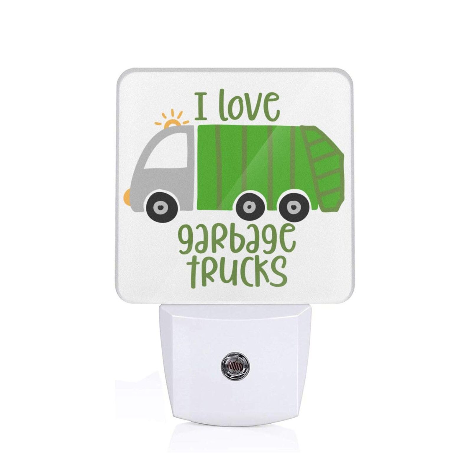 Novgift I Love Garbage Trash Trucks Night Light for Kids, Led Night Light Plug Into Wall with Dusk to Dawn Sensor for Girls Boys
