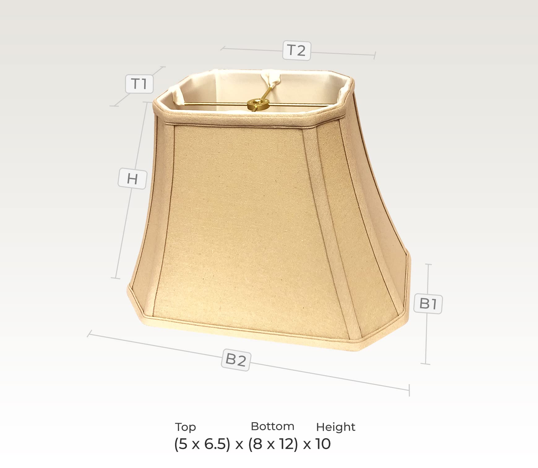 Royal Designs Rectangle Cut Corner Lamp Shade Set of 2, BSO-710-12LNBG-2, Linen Beige, (5 x 6.5) x (8 x 12)