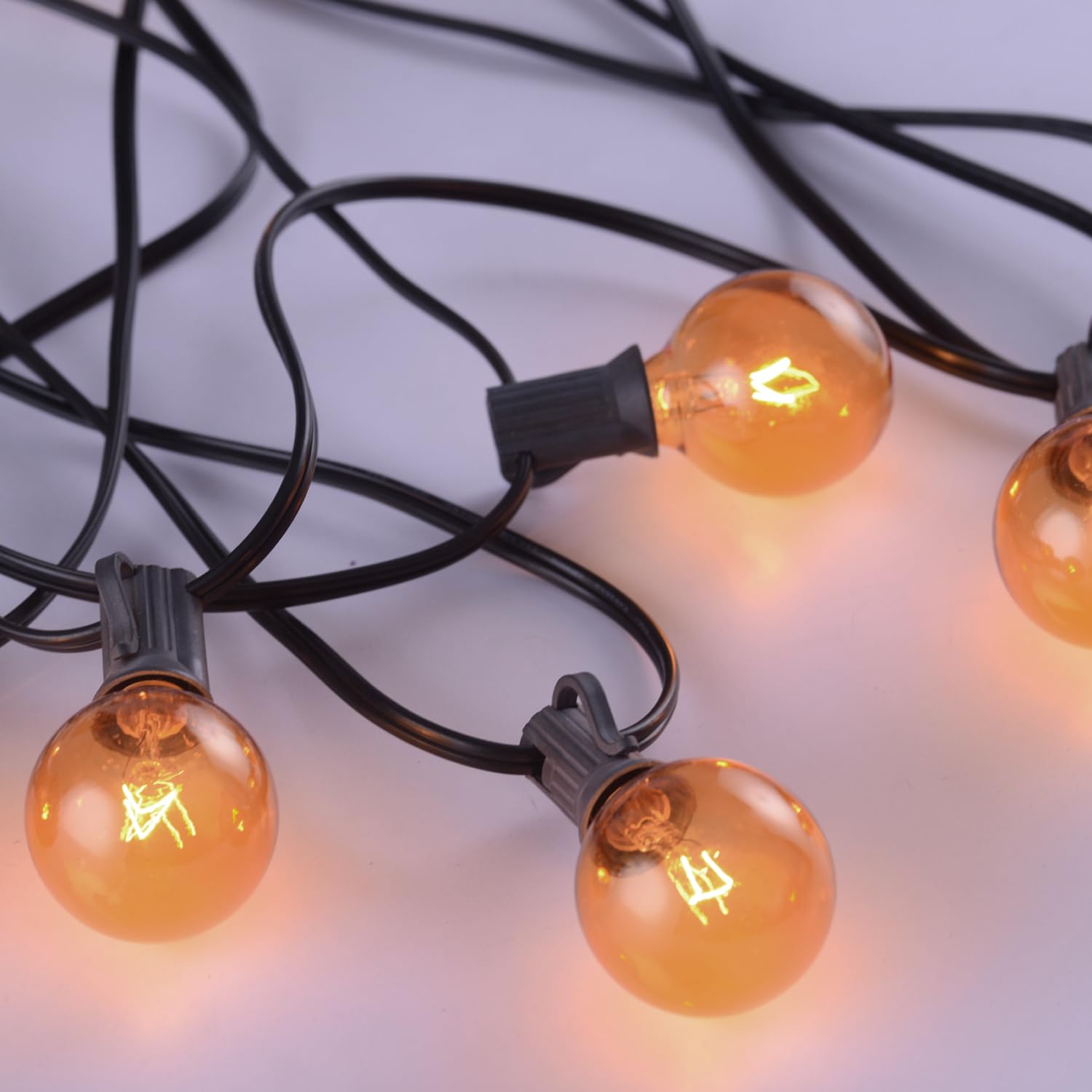 MAINDECO G40 Replacement Bulbs - 25 Pack, 120V 5W Amber Incandescent, E12 Base for Indoor/Outdoor String Lights