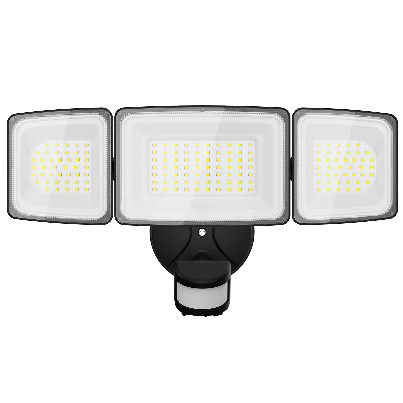 Onforu 100W LED Security Light, 9000lm Motion Sensor, IP65 Waterproof, 3 Head, Black, Model BDD100G-3