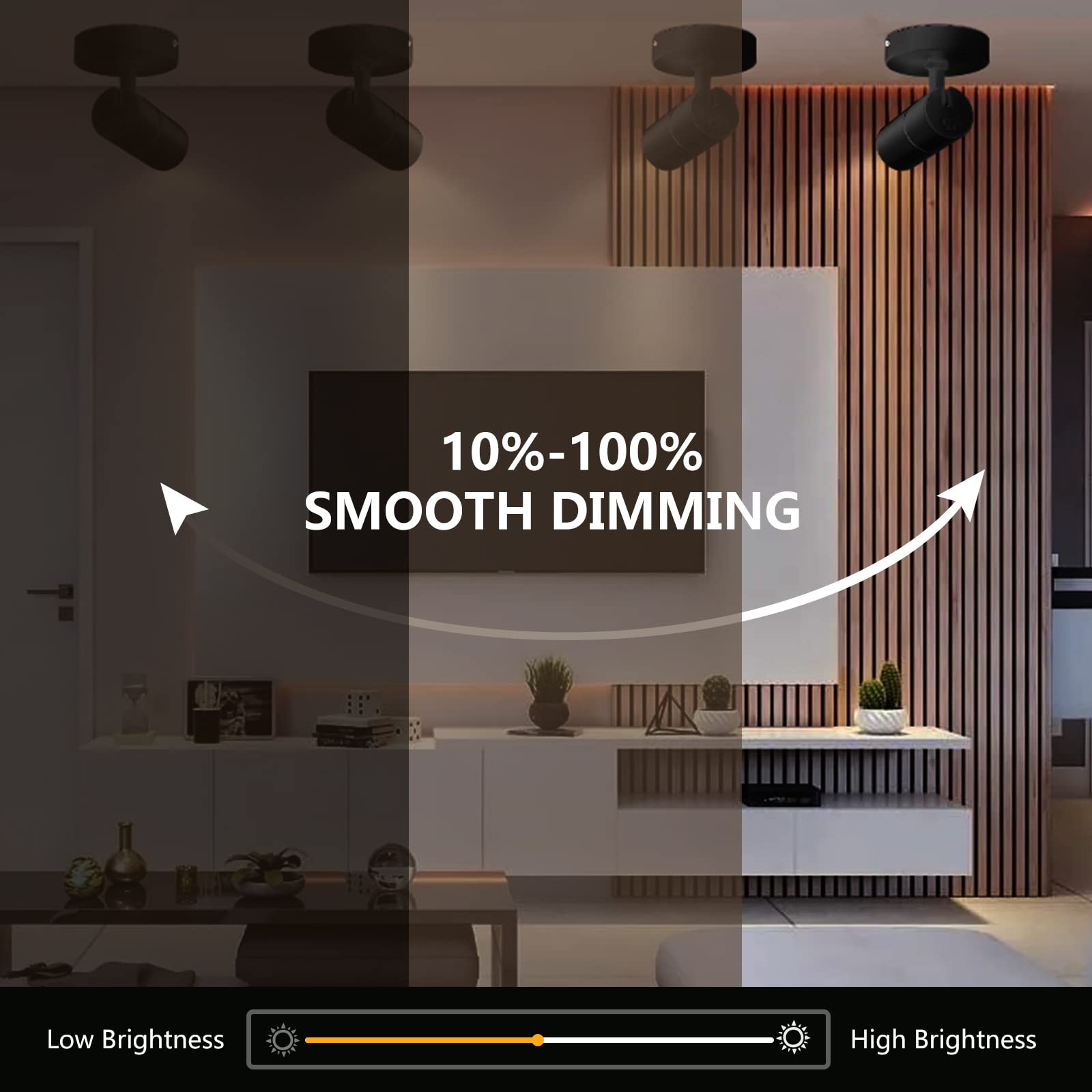 Vanoopee 10W Dimmable Led Ceiling Spotlight, Adjustable 3-Color Indoor Flush Mount, Black