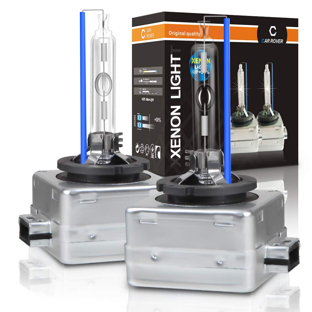 Car Rover D1S/D1C 8000K 35W Xenon Headlight Replacement Bulb With Metal Stents Base For 12V Car Head Lights (Pack Of 2)