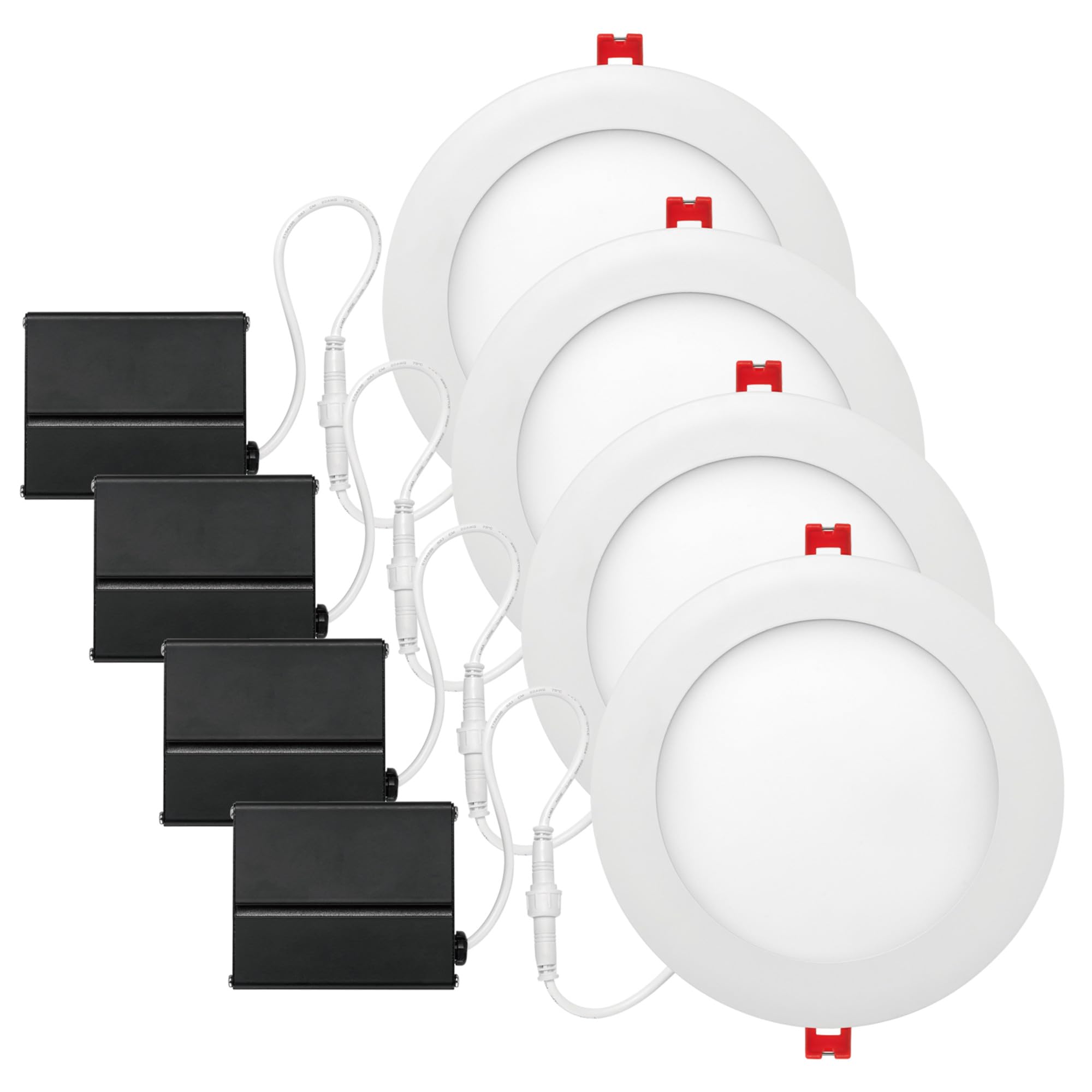 Globe Electric 91126 6 Ultra Slim LED Integrated Recessed Lighting Kit, 4-Pack, 12 Watts, Energy Star, Dimmable Lights, Wet and 