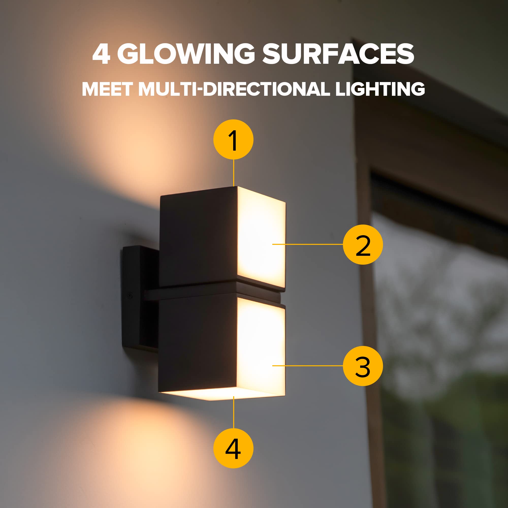 LUTEC LED Wall Light Sconce, 3000K, 1100LM, Square Size, Bronze Finish, Indoor/Outdoor Use