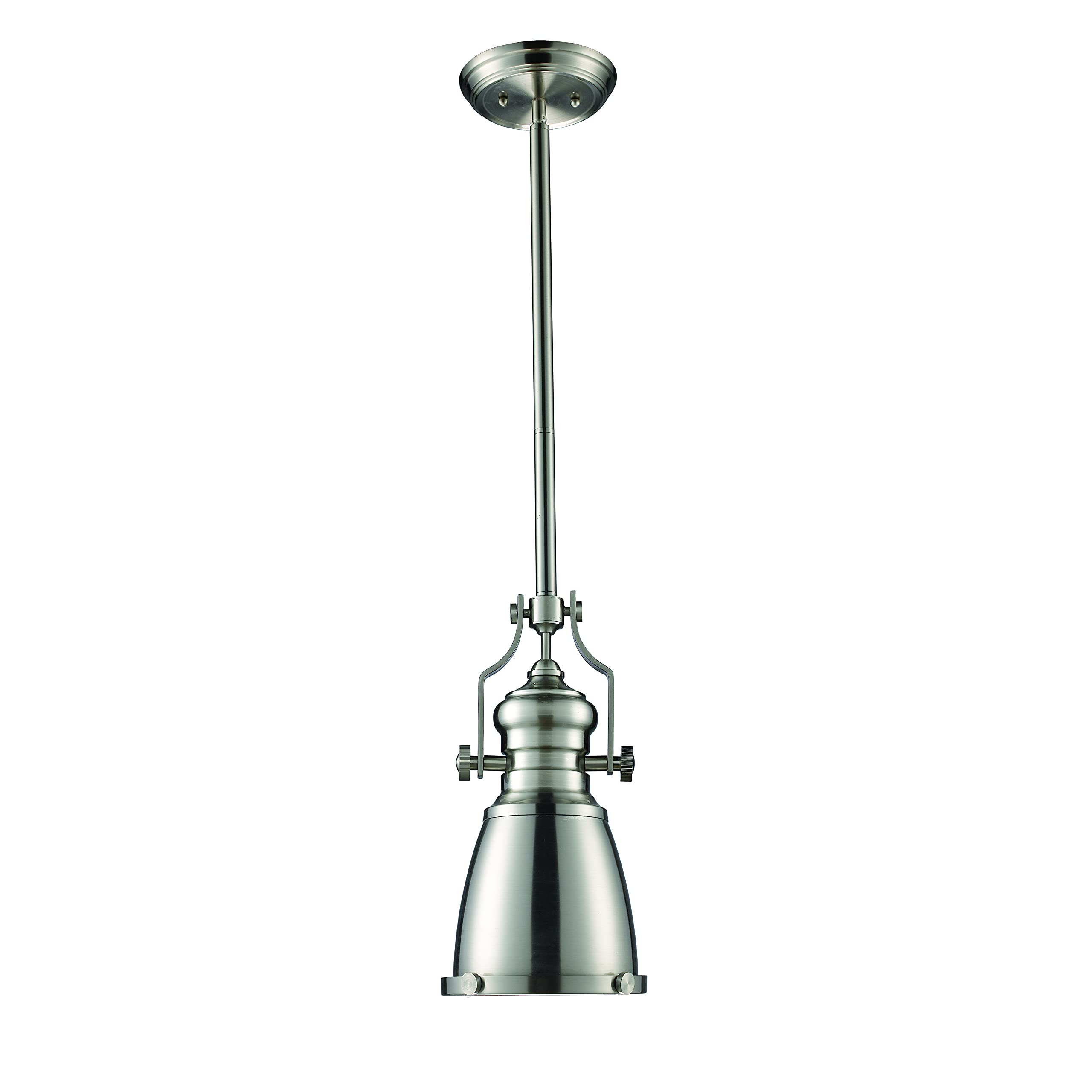 Elk Home Chadwick Mini Pendant - 1-Light in Satin Nickel Finish, with Satin Nickel Metal Shade, Transitional Style