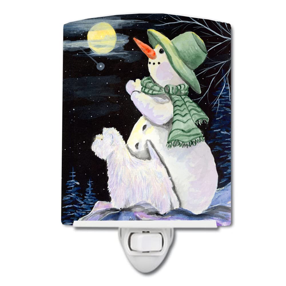 Carolines Treasures Snowman Ceramic Night Light, UL-Certified, 6x4x3in, Westie 8797, Ideal for Bedroom, Bathroom, Nursery, Kitchen