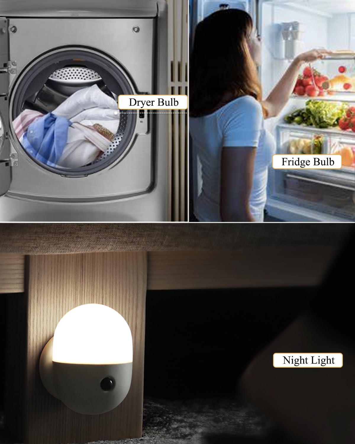 Noobibaba Dryer Light Bulb 120V 10W Replacement, Daylight White E12 Candelabra Base, 200lm, Non-Dimmable, 2-Pack