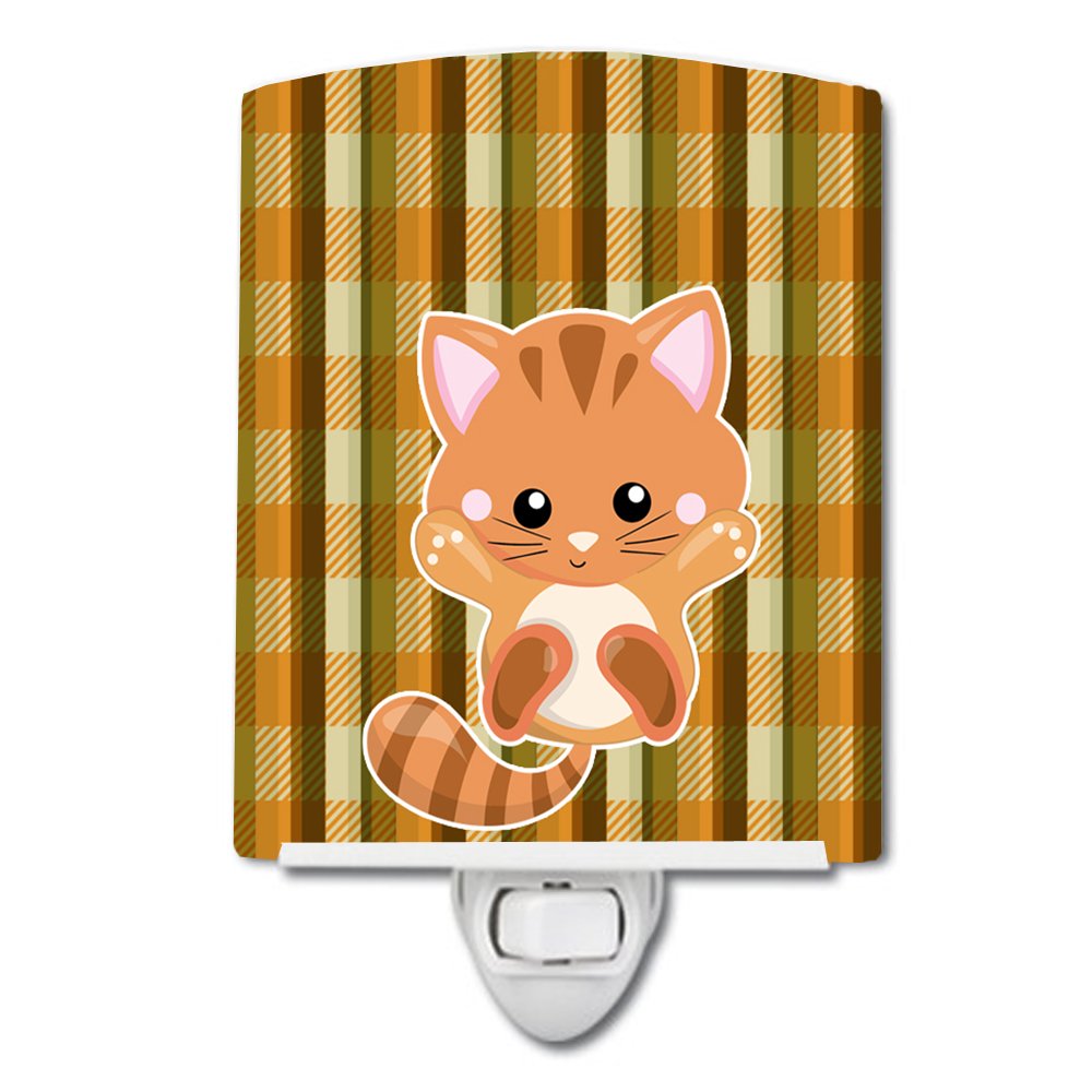 Carolines Treasures BB6882CNL Hooray Kitten Ceramic Night Light Compact, UL-Certified, Ideal for Bedroom, Bathroom, Nursery, Ha