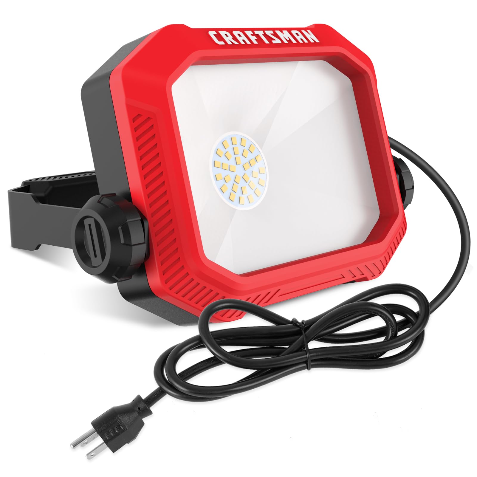 CRAFTSMAN 2500 Lumen LED Portable Work Lights with 2-in-1 Adjustable Metal Stand/Handle  Cool White  Shatterproof Glass Lens  5FT Power Cord  ETL Certifed  Perfect for Heavy Duty