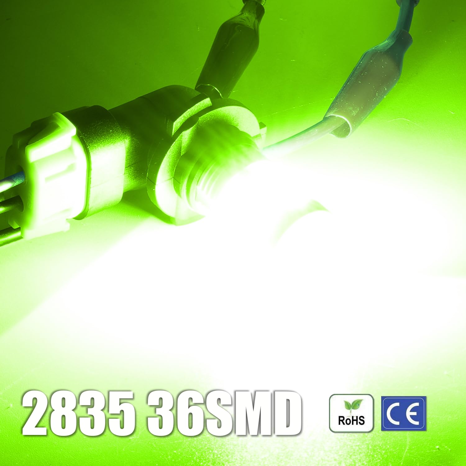 KISLED H10 LED Fog Light Bulbs, 3000lm, 2835 Chips, Projector Lens, Lemon Green