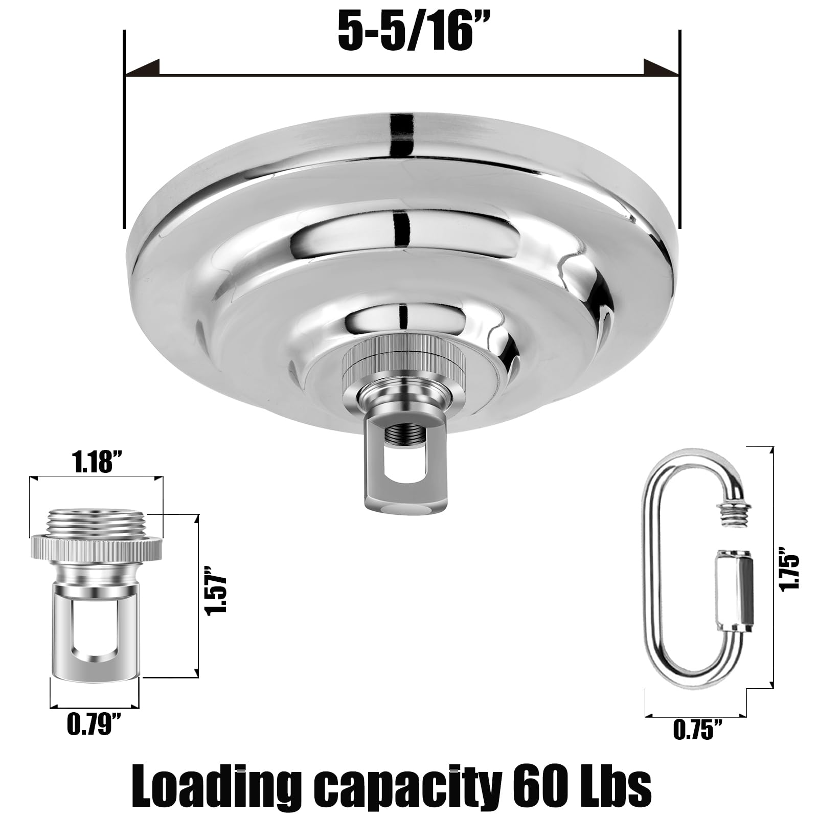 MAYOMAJO Light Canopy Kit, 5-5/16 Inch, Heavy Duty Alloy Steel, Chrome, Model MY-220616, Replacement Cover Plate with Mounting Hardware
