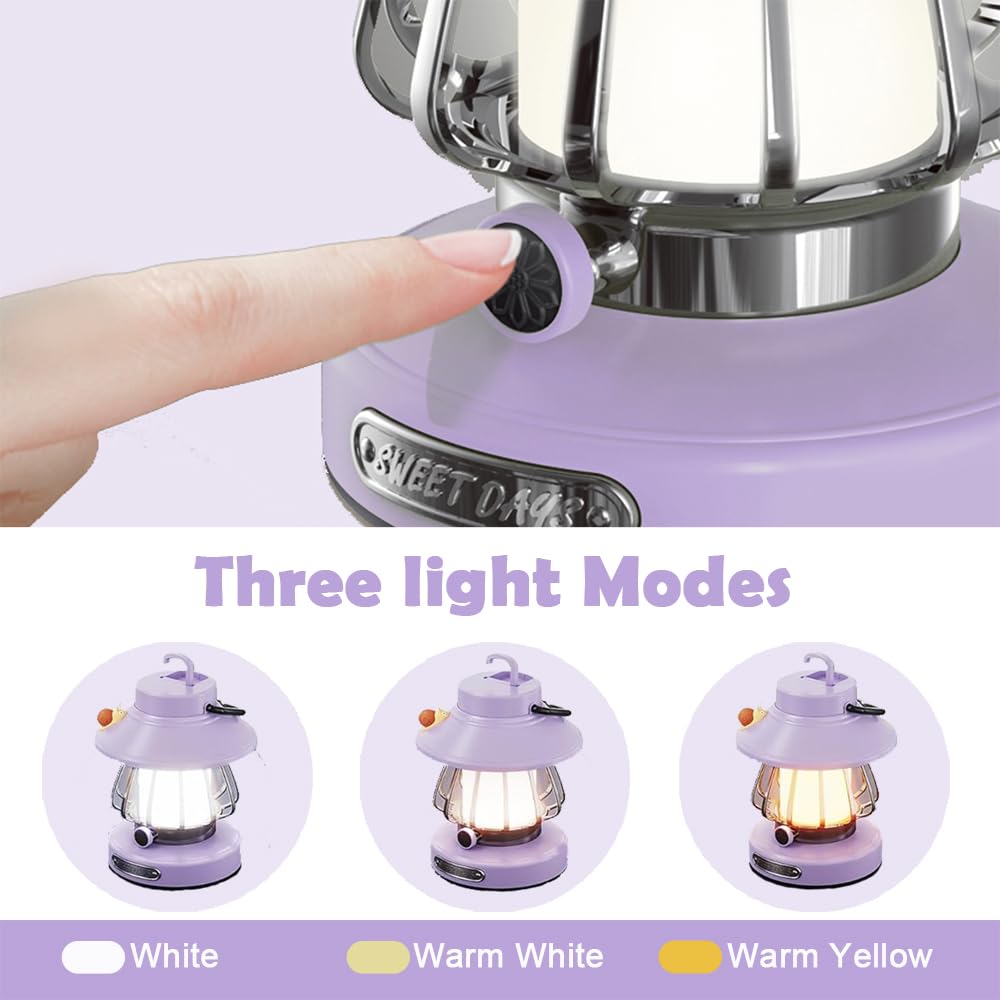 GDSZBYSM Camping Lantern for Kids, Soft Light, Rechargeable, Portable, Model CL-WN-FT-01, Color Purple