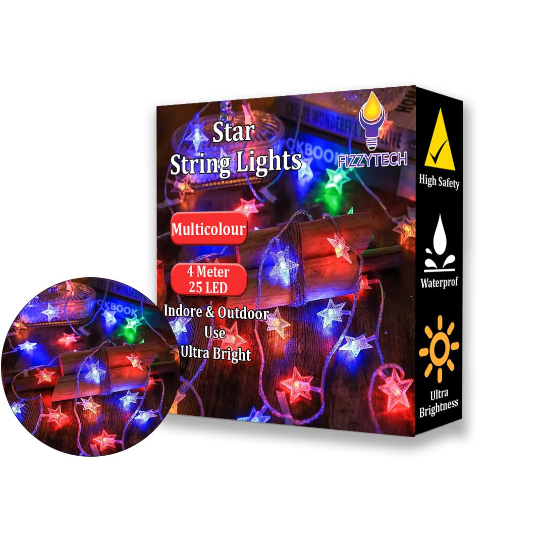 fizzytech Plastic Star Fairy String Lights Of Home Decoration Diwali Light Diwali Christmas Navratri Home Decoration, Lights Of 