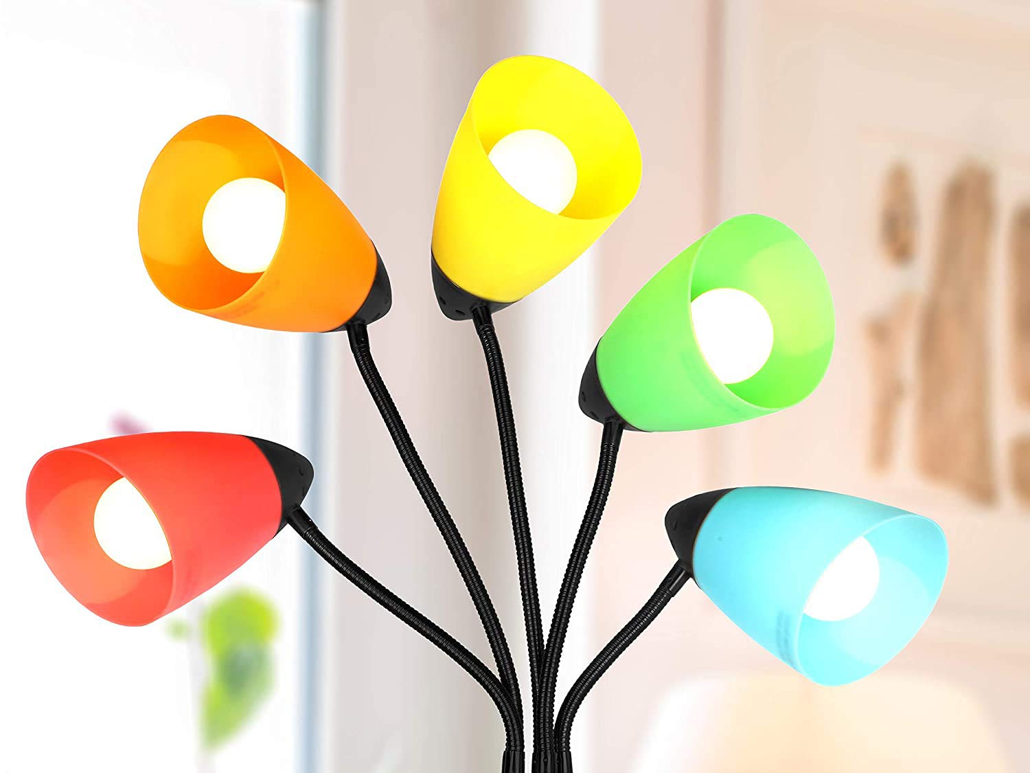 Velouer Plastic Lampshade 5 Pack - 5.7" High, 4.1" Diameter, 1.65" Fitter, 5 Colors - Replacement Shade for LED Floor