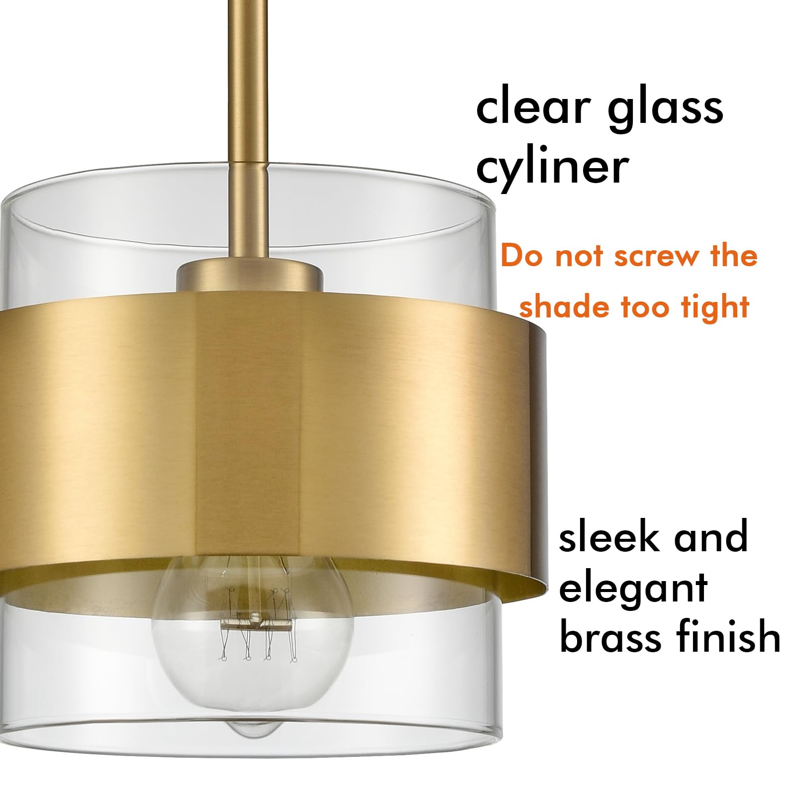 Claxy Brass Pendant Light Mini Glass Pendant Lighting For Kitchen Island With Clear Glass Shade