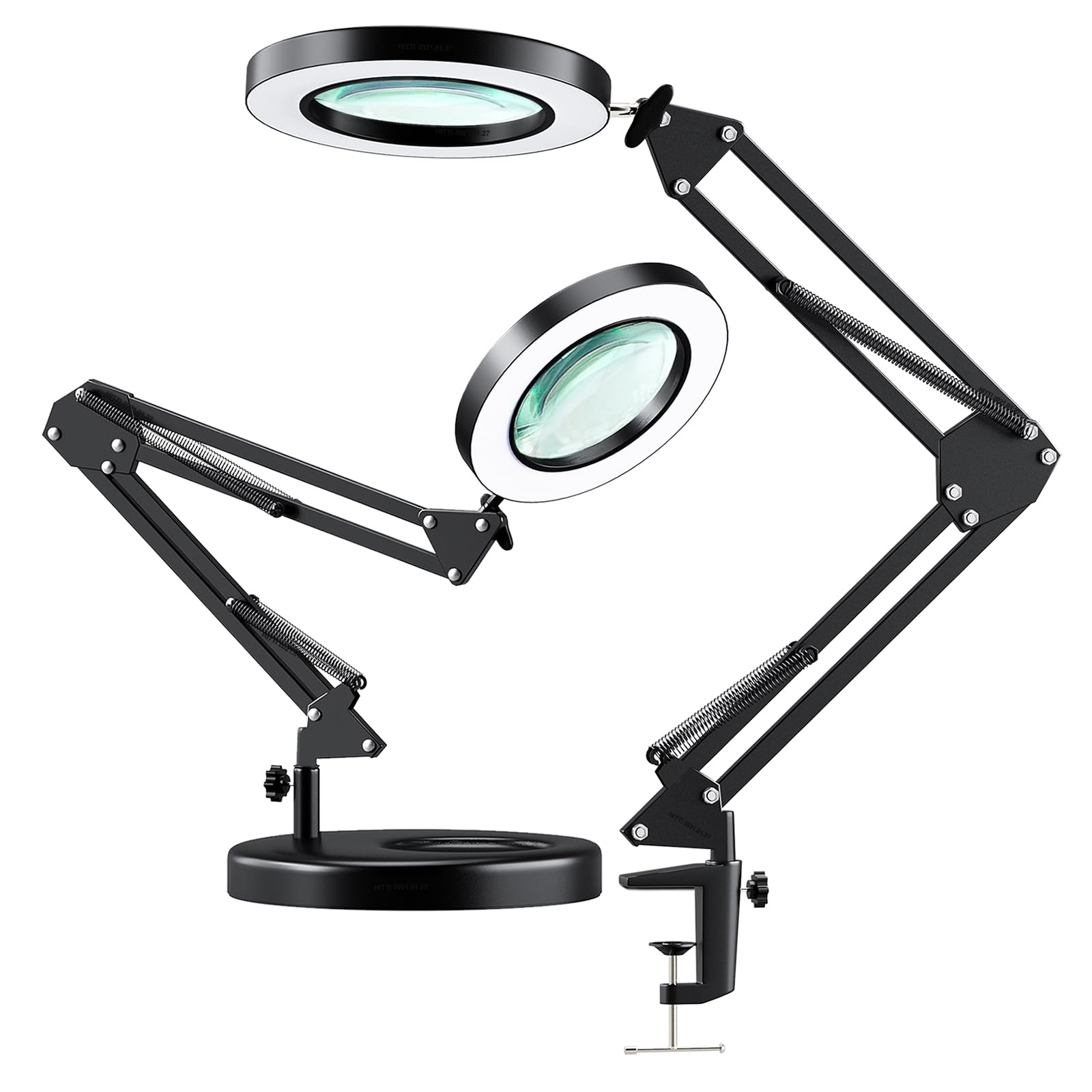 HITTI ?Upgraded? 5X LED Magnifying Lamp, 1,800 Lumens Stepless Dimmable, 3 Color Modes, 8-Diopter 4.2 Real Glass Lens Magnifier 