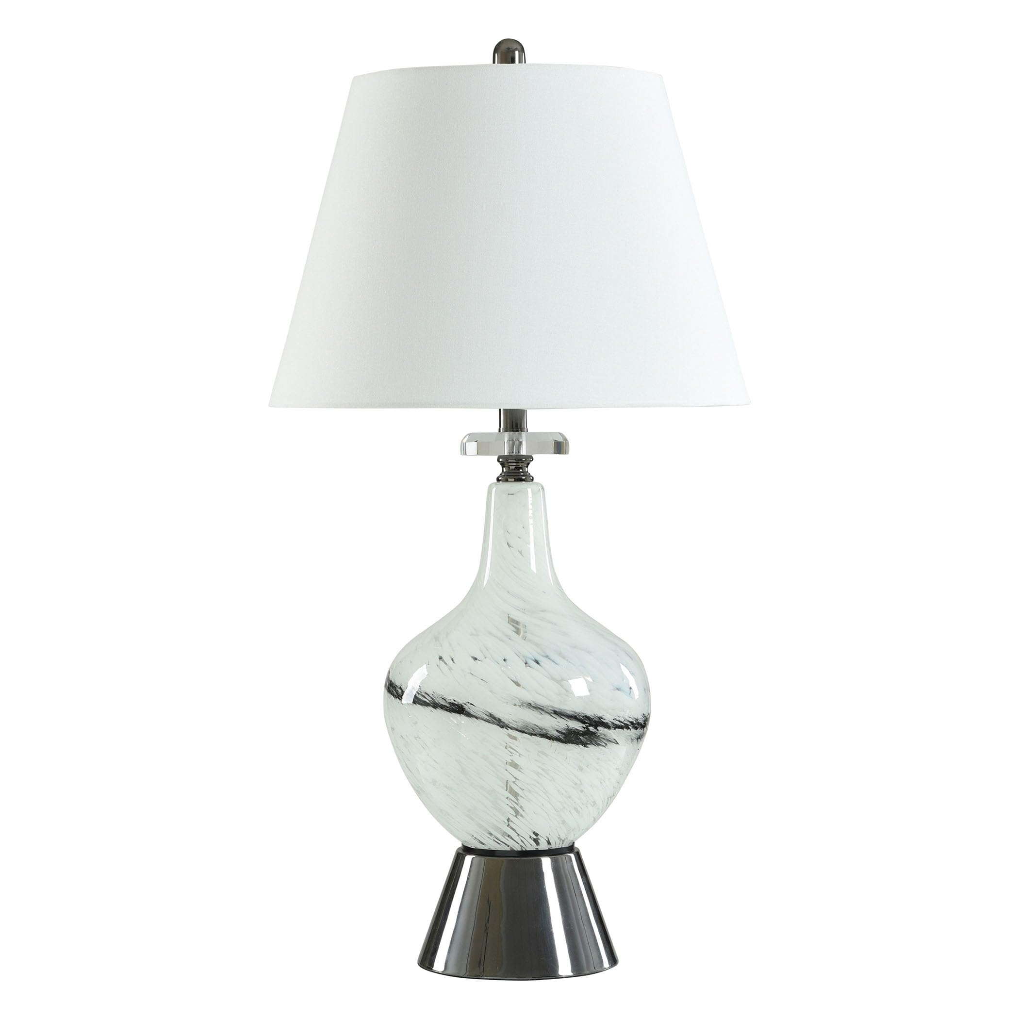 Style Craft Ice Castles - White with Black Glass Table Lamp - White Shade