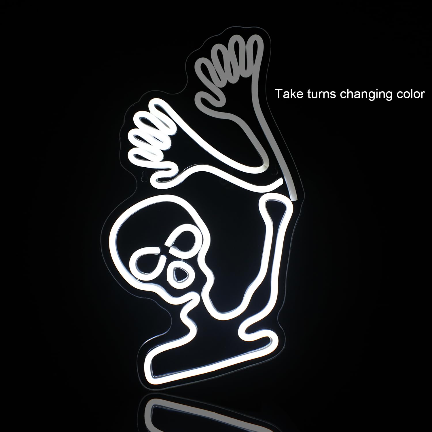WLHOPE Skull Neon Sign - White LED Acrylic Wall Decor, Halloween Light, Model LL-skull-white