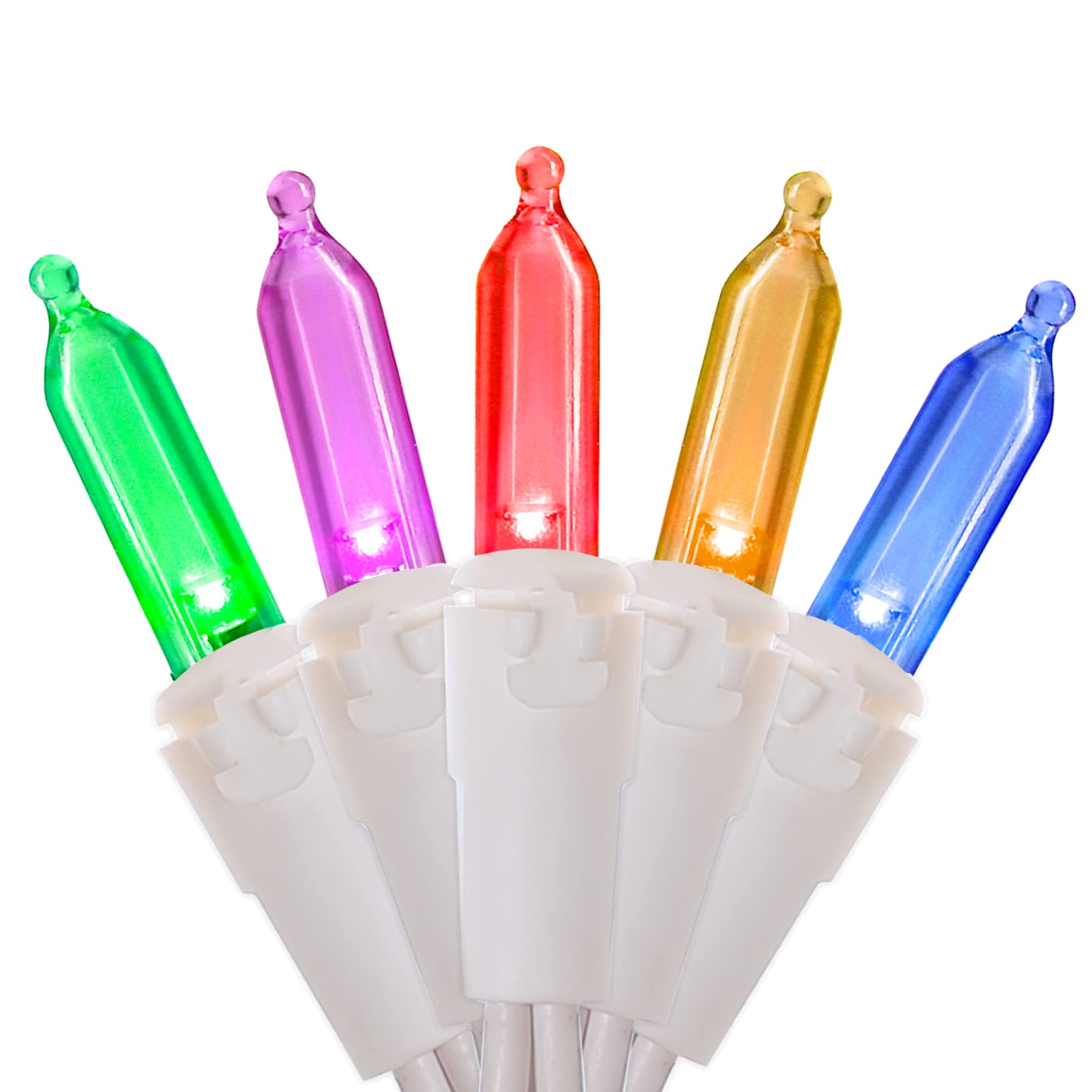 Multicolor Led Christmas Lights - 2 Pack 100 Count Multi-Colored Christmas String Lights For Tree  Party  Wedding  Holiday  Indoor/Outdoor Decor  2 Sets 33 Feet White Wire  Ul Certified  Connectable