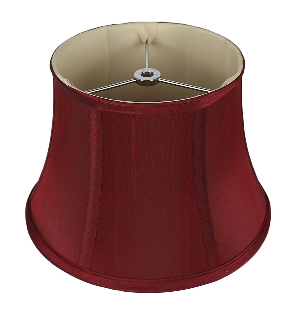 Urbanest Faux Silk Bell Lamp Shade Set of 2, 7-inch x 10-inch, Burgundy, Spider Washer Fitter