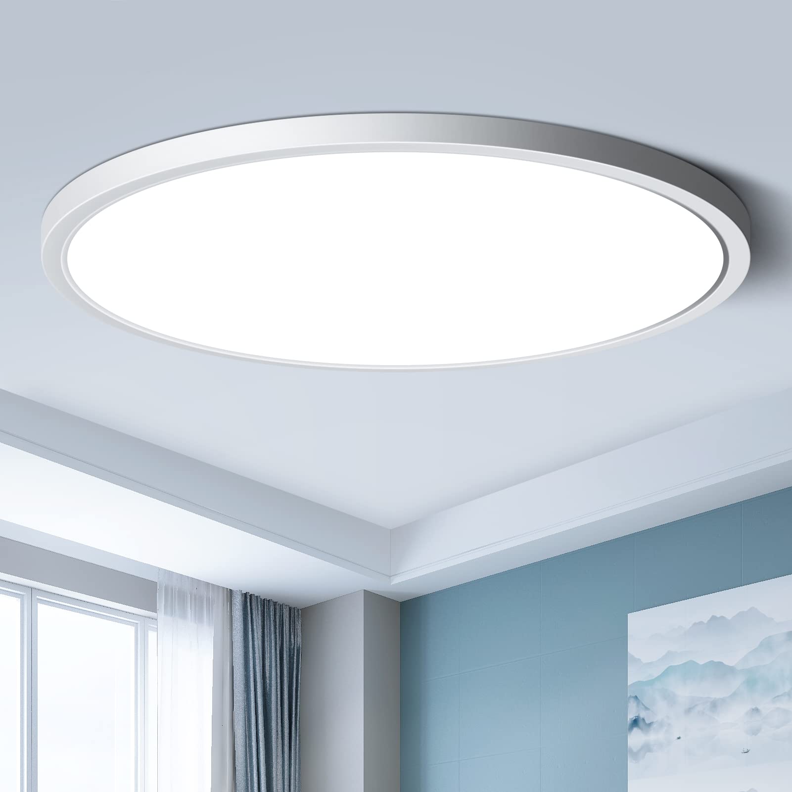 Ledlightsworld 12 Led Ceiling Light Flush Mount, 24W Cold White, 3200Lm Slim Lighting For Bedroom, Kitchen, Living Room, Stairwell