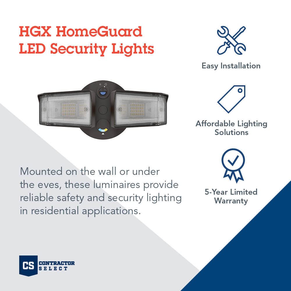 Lithonia Lighting HGX LED Outdoor Floodlight, 2-Lights, Adjustable Output, Bronze, Photocell, Model HGX LED 2SH ALO SWW2 120 PE DDB