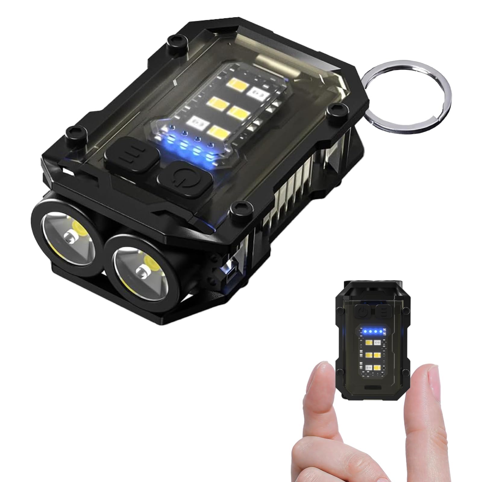WARSUN Mini LED Rechargeable Keychain Flashlight, Black, Model SQ10, Ideal for Camping and Emergency Use