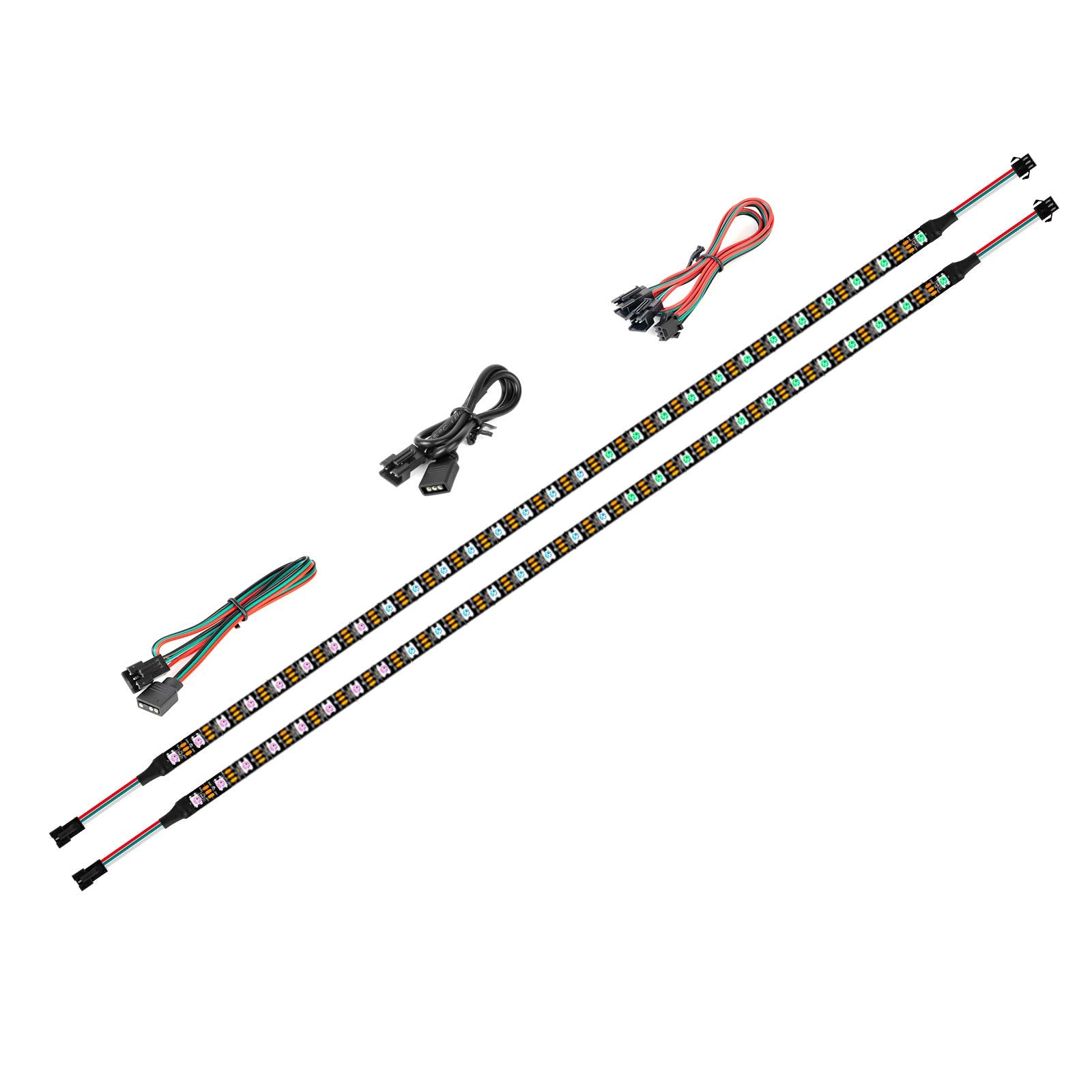 Btf-Lighting Ws2812B Rgb Led Light Strip 2Pcs 19In, 5V Addressable, Black, Compatible With Asus Aura, Msi Mystic Light, Gigabyte Fusion