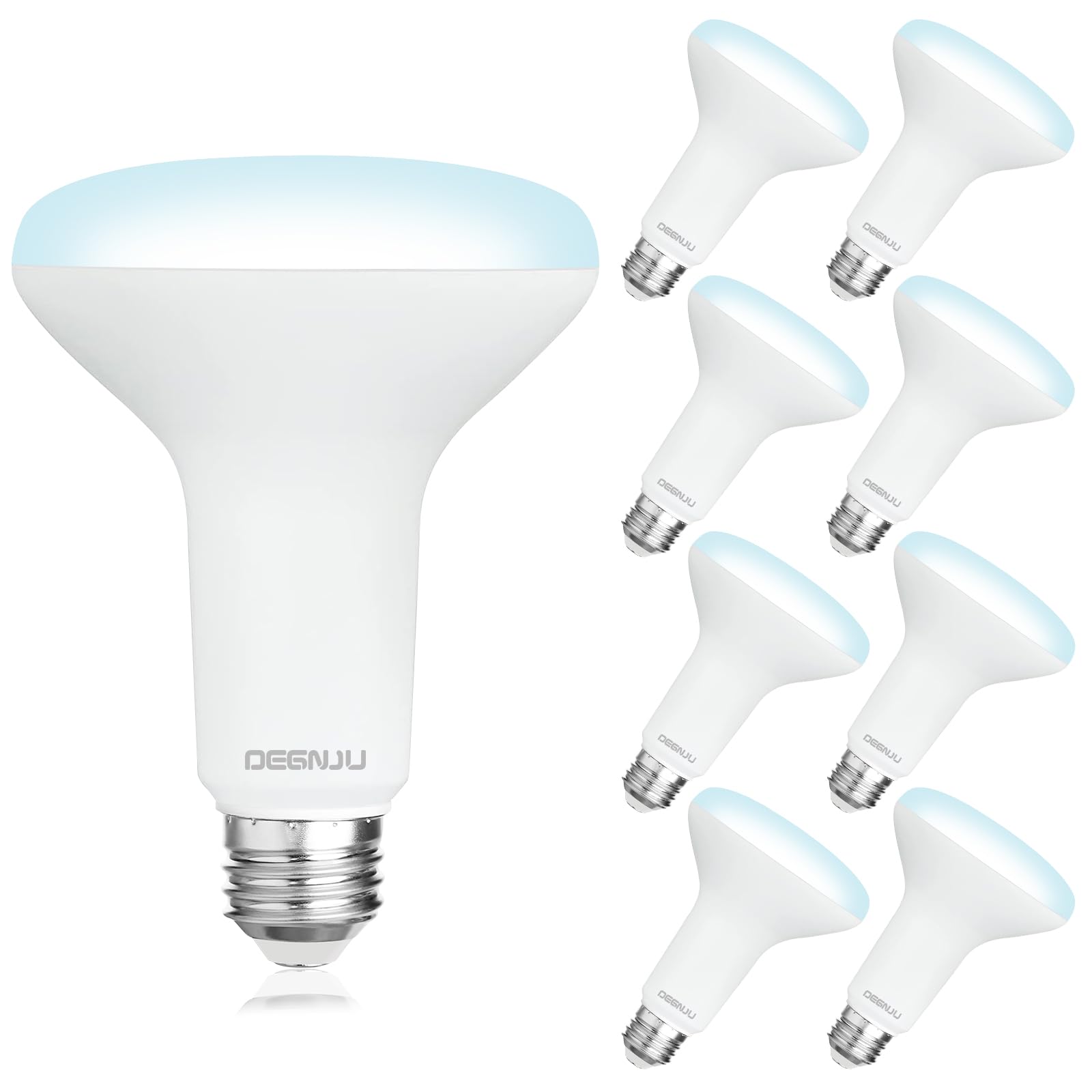 Degnju 8 Pack Br30 Led Bulb, Dimmable Indoor Flood Lights 7W Equivalent 65W 5000K Daylight, Cri80, 650 Lm, E26 Base, 15000 Lifet